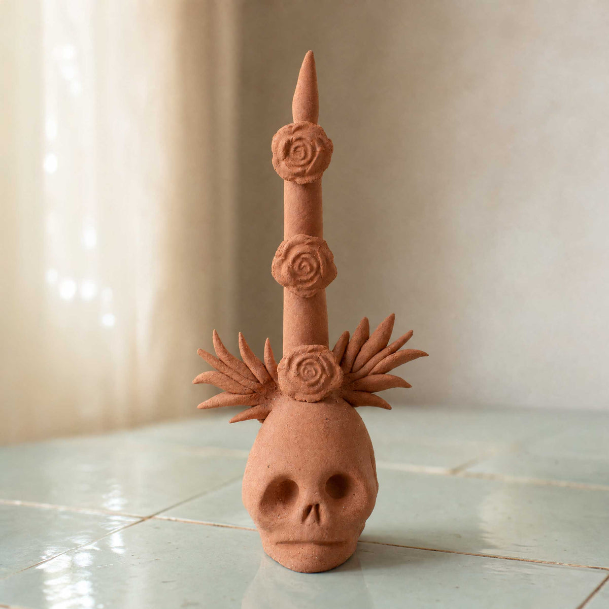 Clay Skull Candle Sculptures