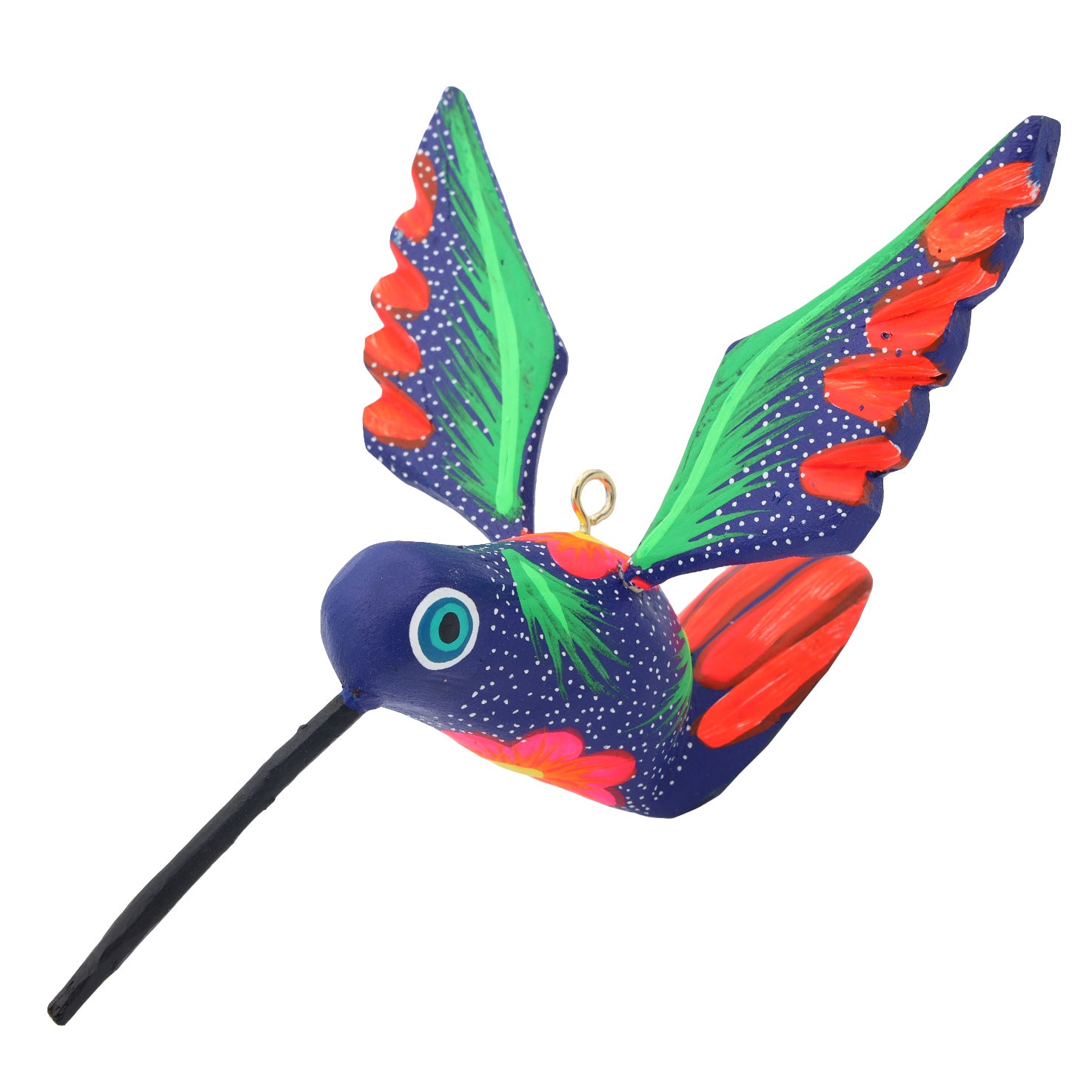 Large Hand Painted Hummingbird Wooden Figurine