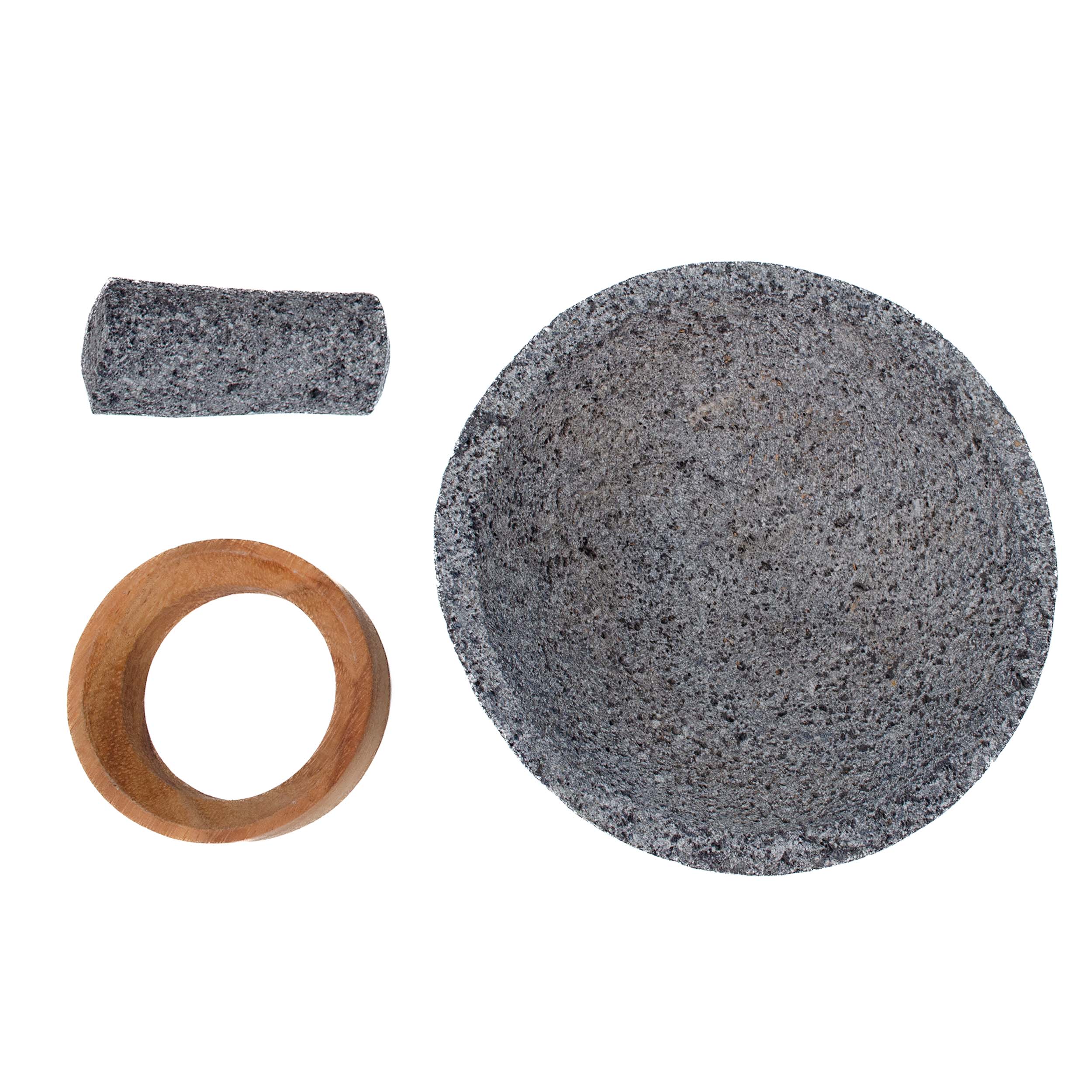 Volcanic Stone Molcajete with Wooden Base