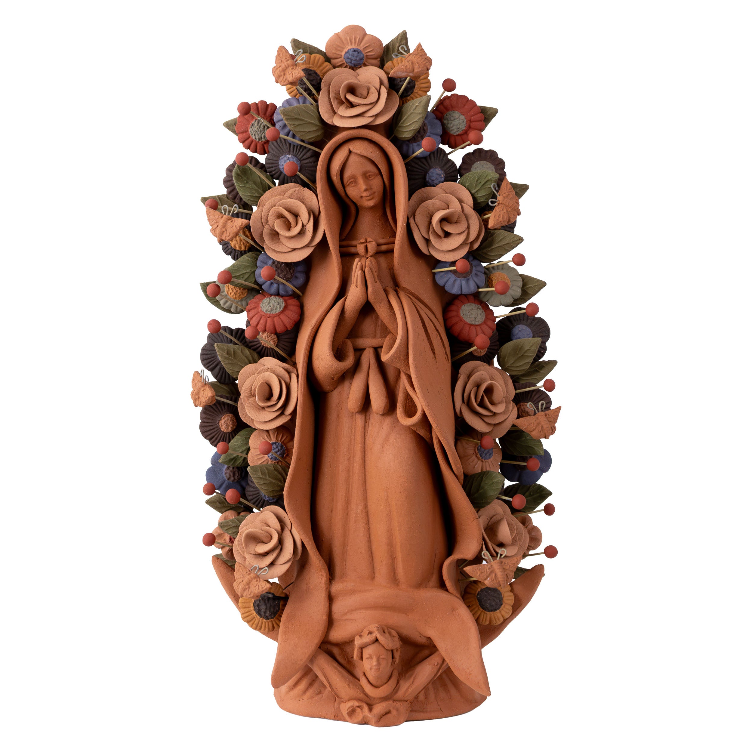 Virgen de Guadalupe Barro Pigmentado Clay Sculpture