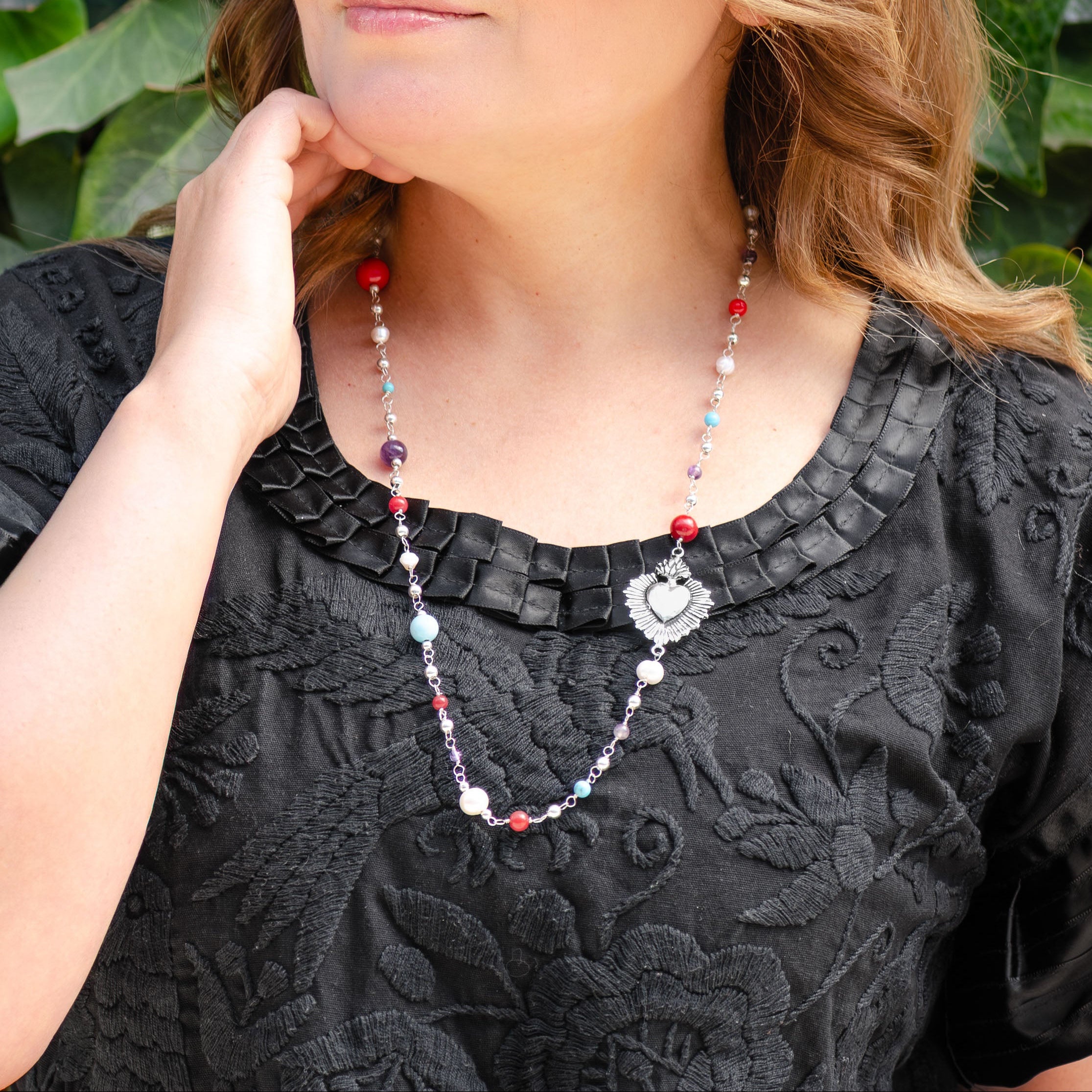 Sterling Silver Sacred Heart Necklace