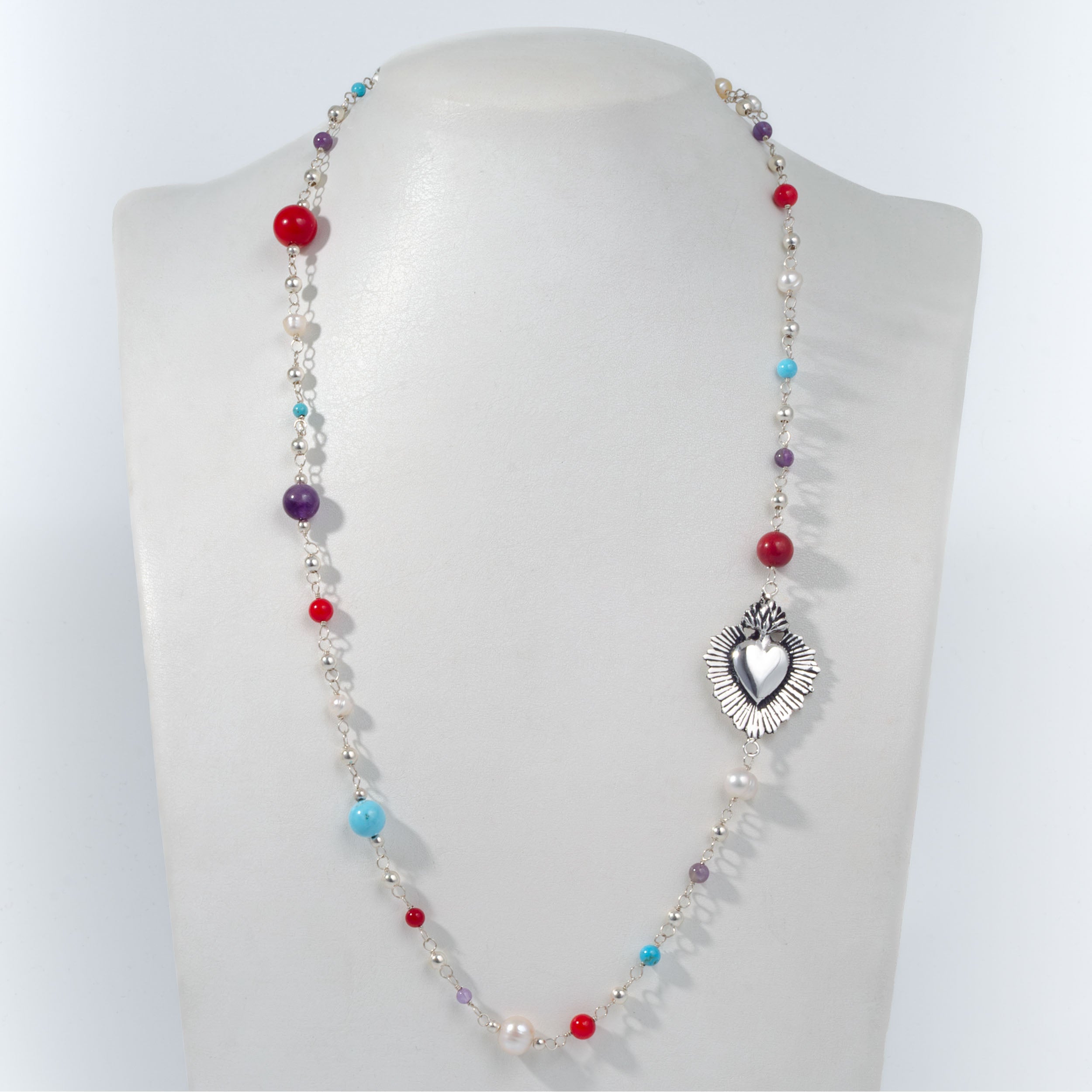 Sterling Silver Sacred Heart Necklace