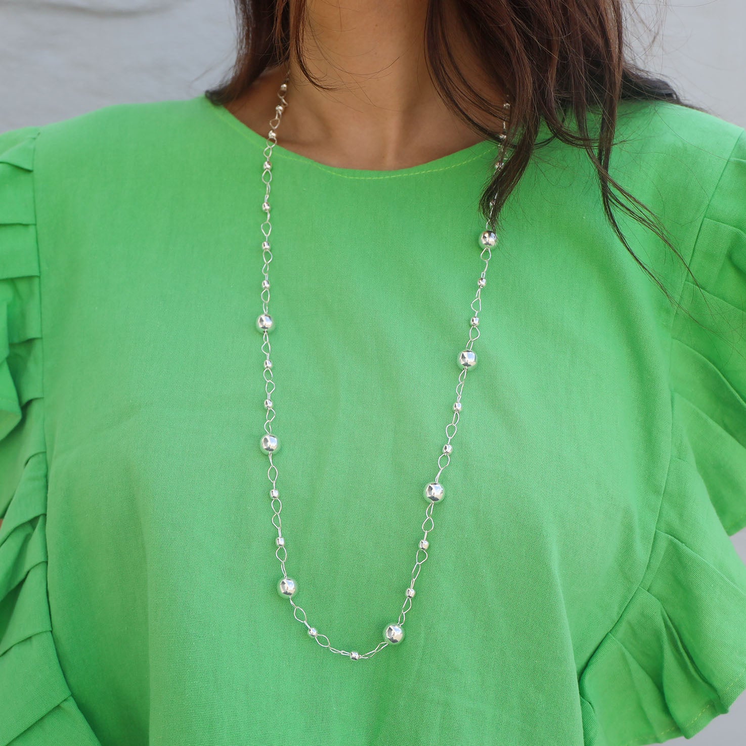 Sterling Silver The Spheres Long Chain Necklace