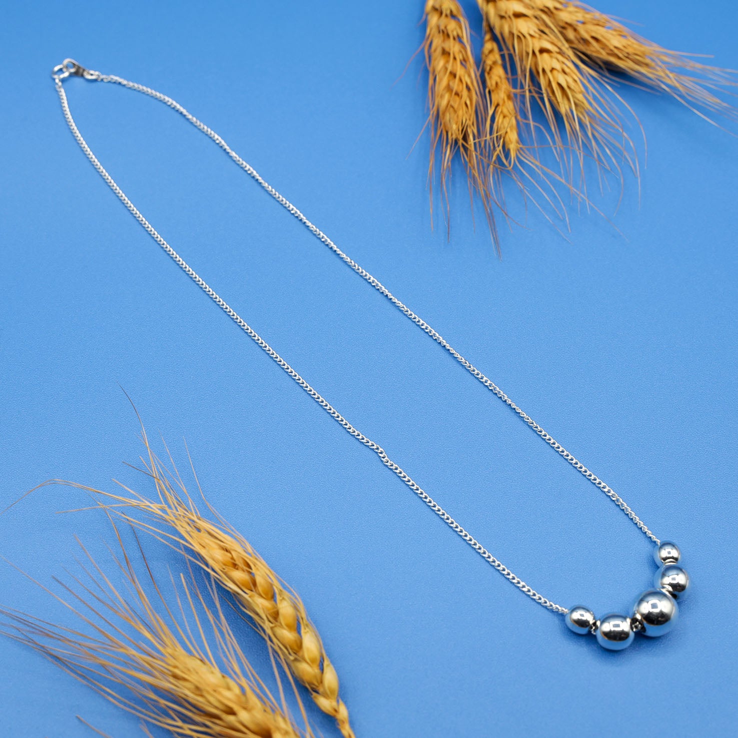 Sterling Silver Sphere Necklace and Earrings Set