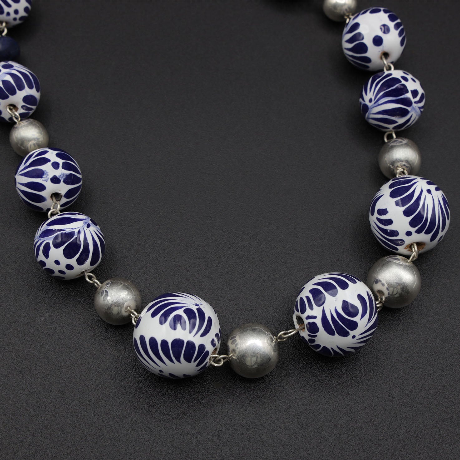 Sterling Silver Talavera Beads Statement Necklace