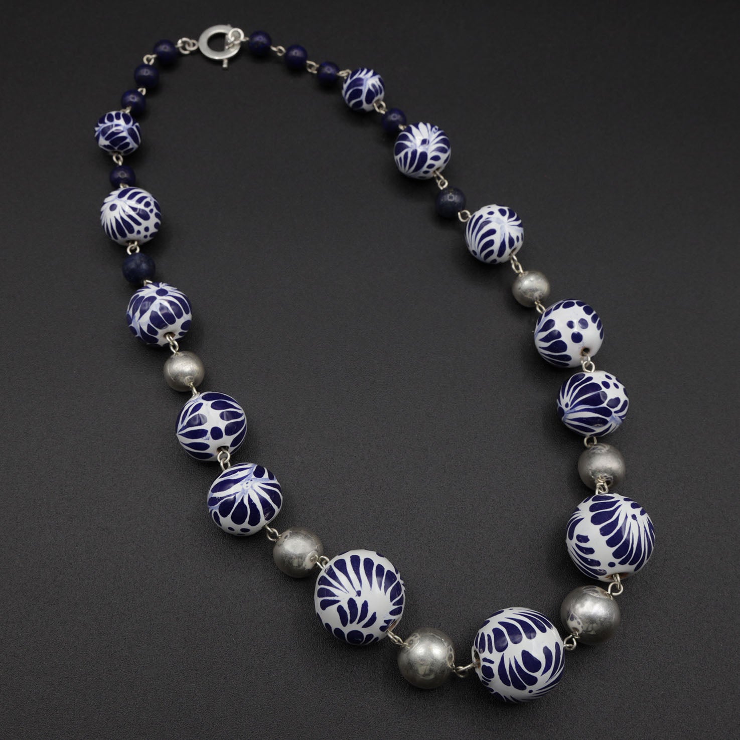 Sterling Silver Talavera Beads Statement Necklace