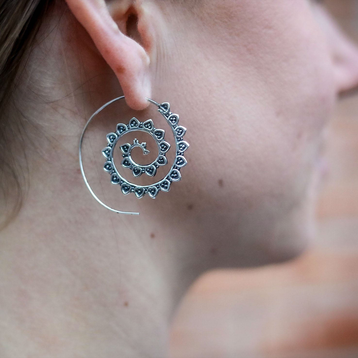 Sterling Silver Spiral Frets Earrings