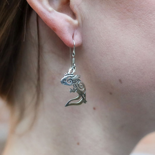 Sterling Silver Delicate Axolotl Earrings