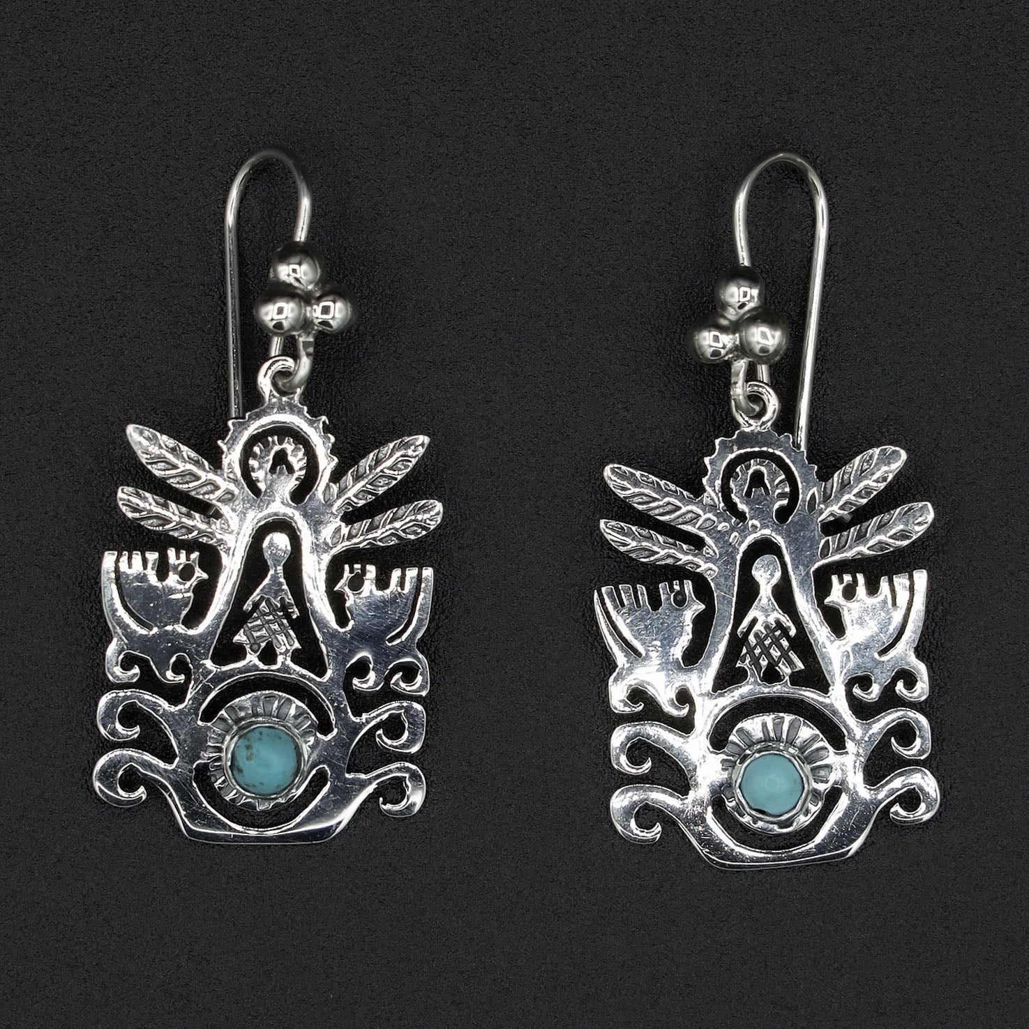 Sterling Silver Eternal Blue Tree of Life Earrings