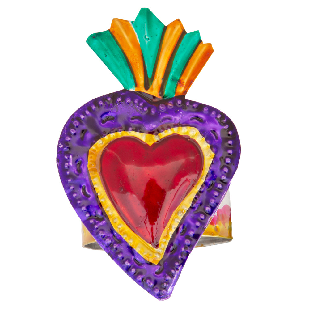 Color Heart Tin Art Milagro Napkin Ring