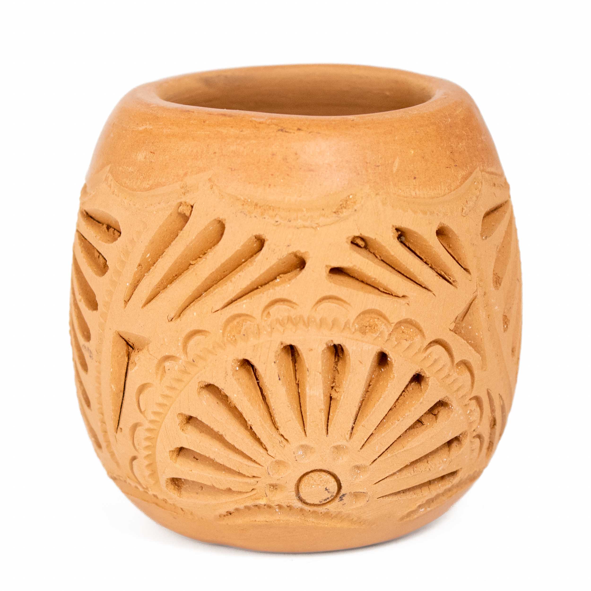 Natural Clay Carved Mezcal Shot Glass