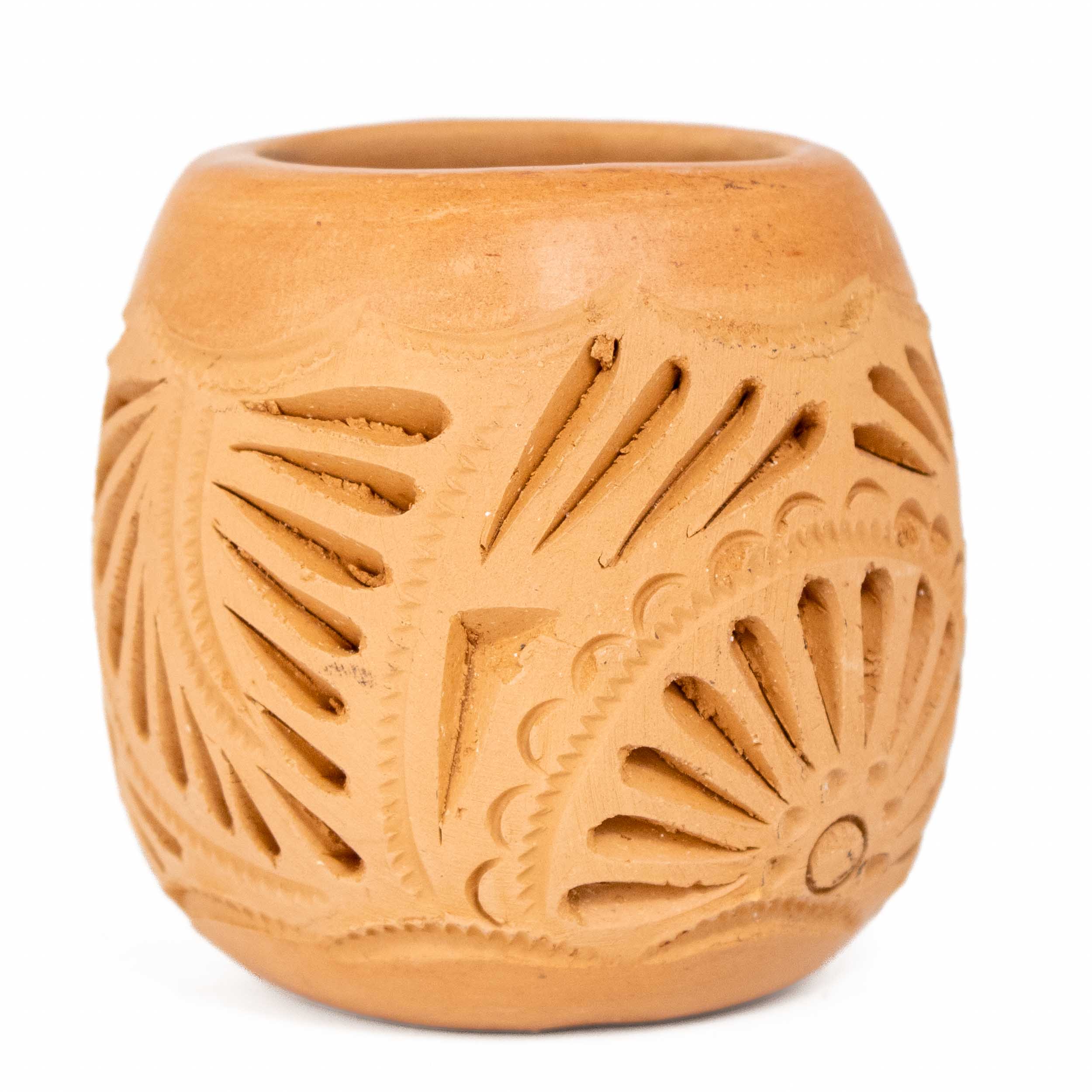 Natural Clay Carved Mezcal Shot Glass