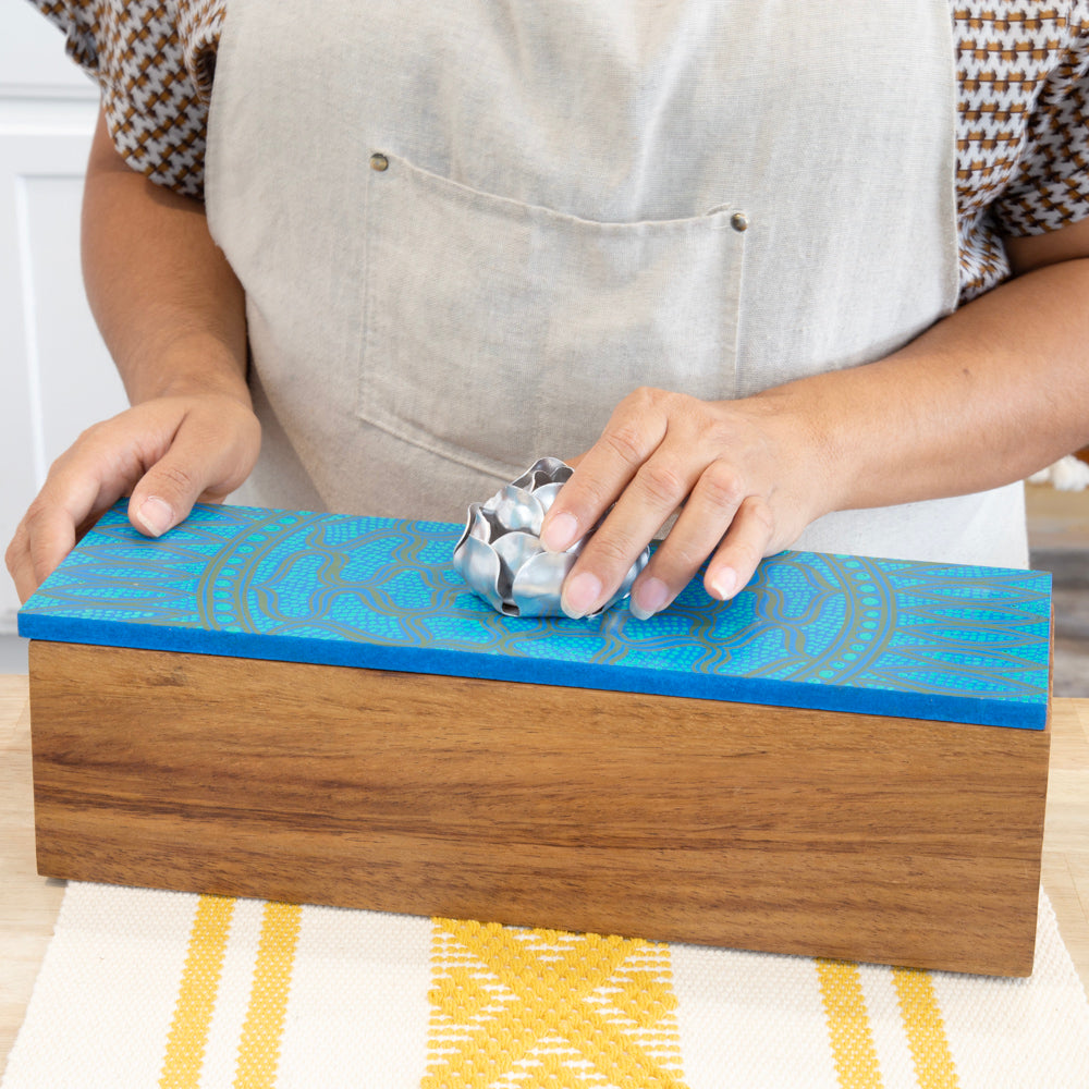 Hand-Painted Parota Solid Wood Tea Organizer
