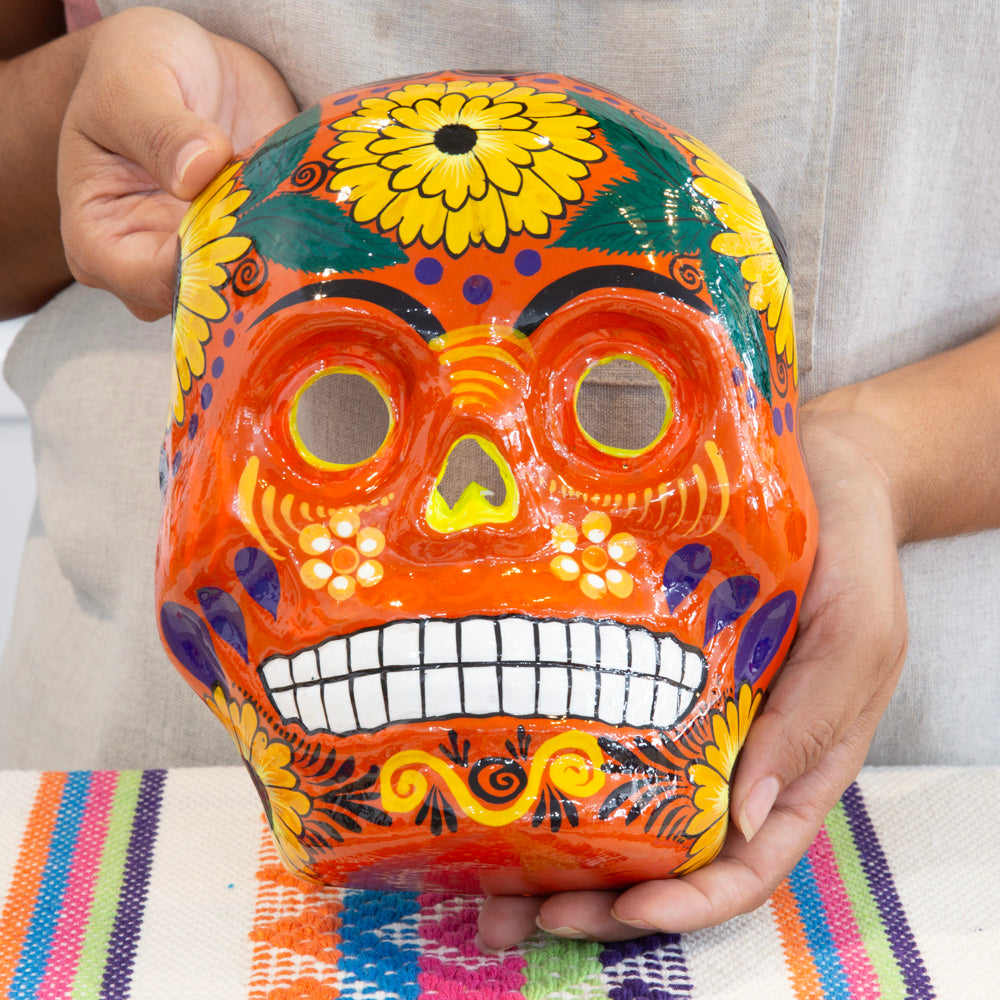 Cempasúchil Lolo Edition Xalitla Clay Sugar Skull Mask