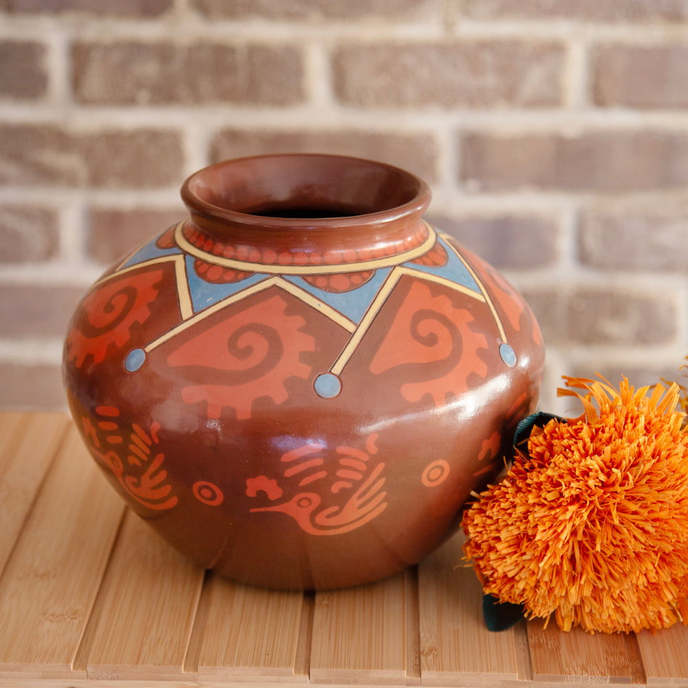 Zinapécuaro Lodo Hand-Painted Ceramic Vase