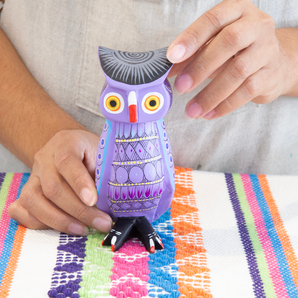 La Bruja Large Owl Alebrije with Frets