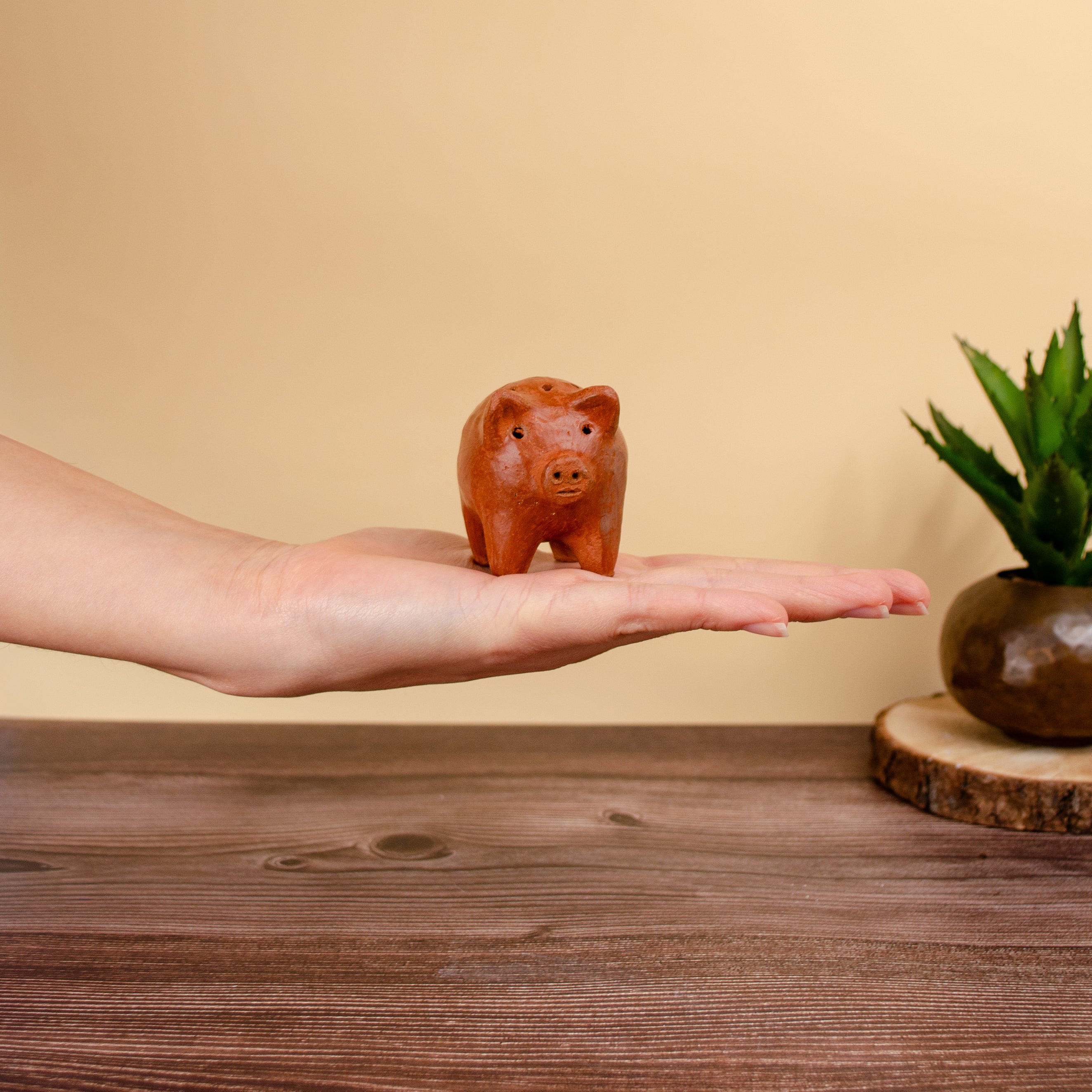 Red Clay Terracotta Cochinito Toothpick Holder
