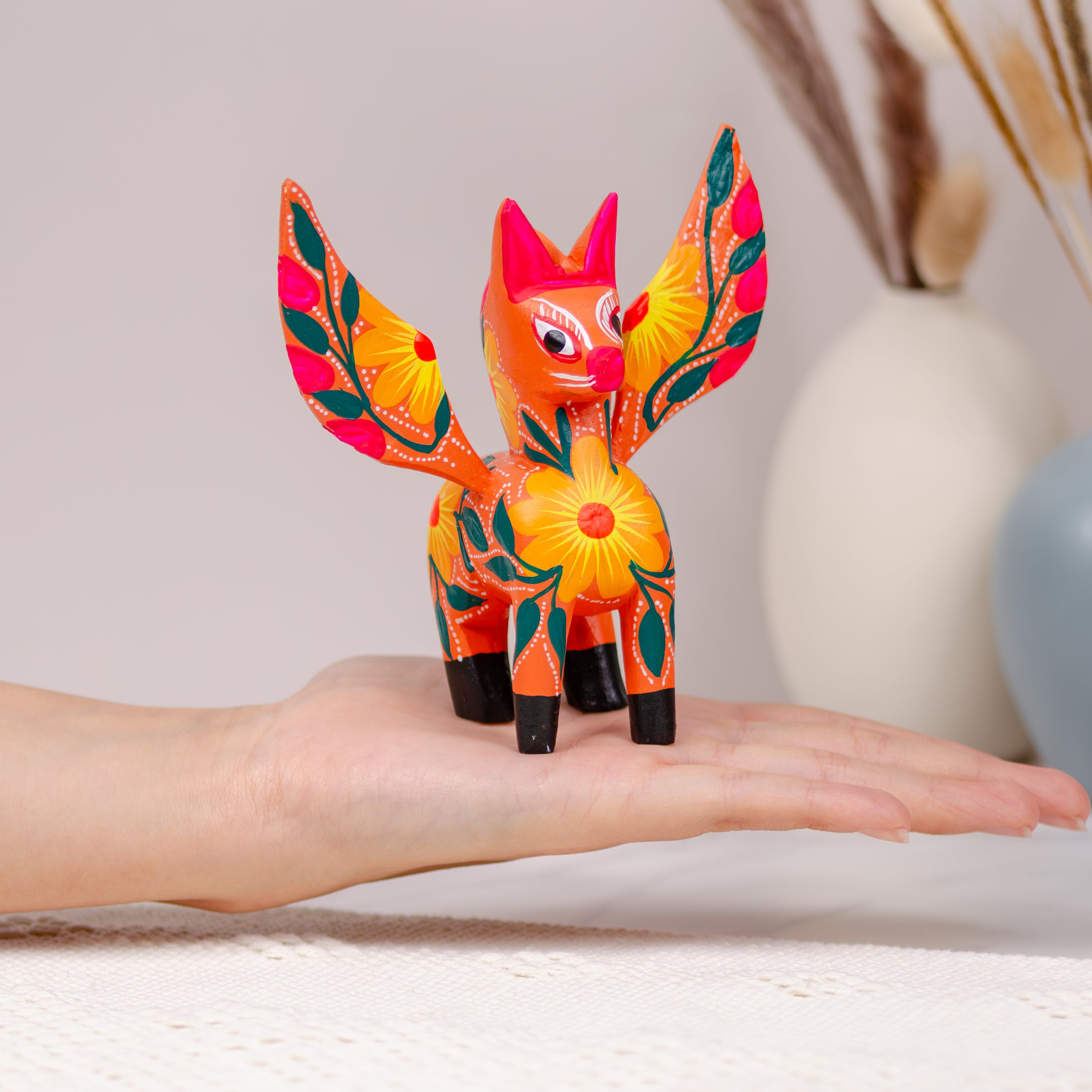 Hand Painted Pegasus Wooden Figurine | Lolo Mexican Mercadito