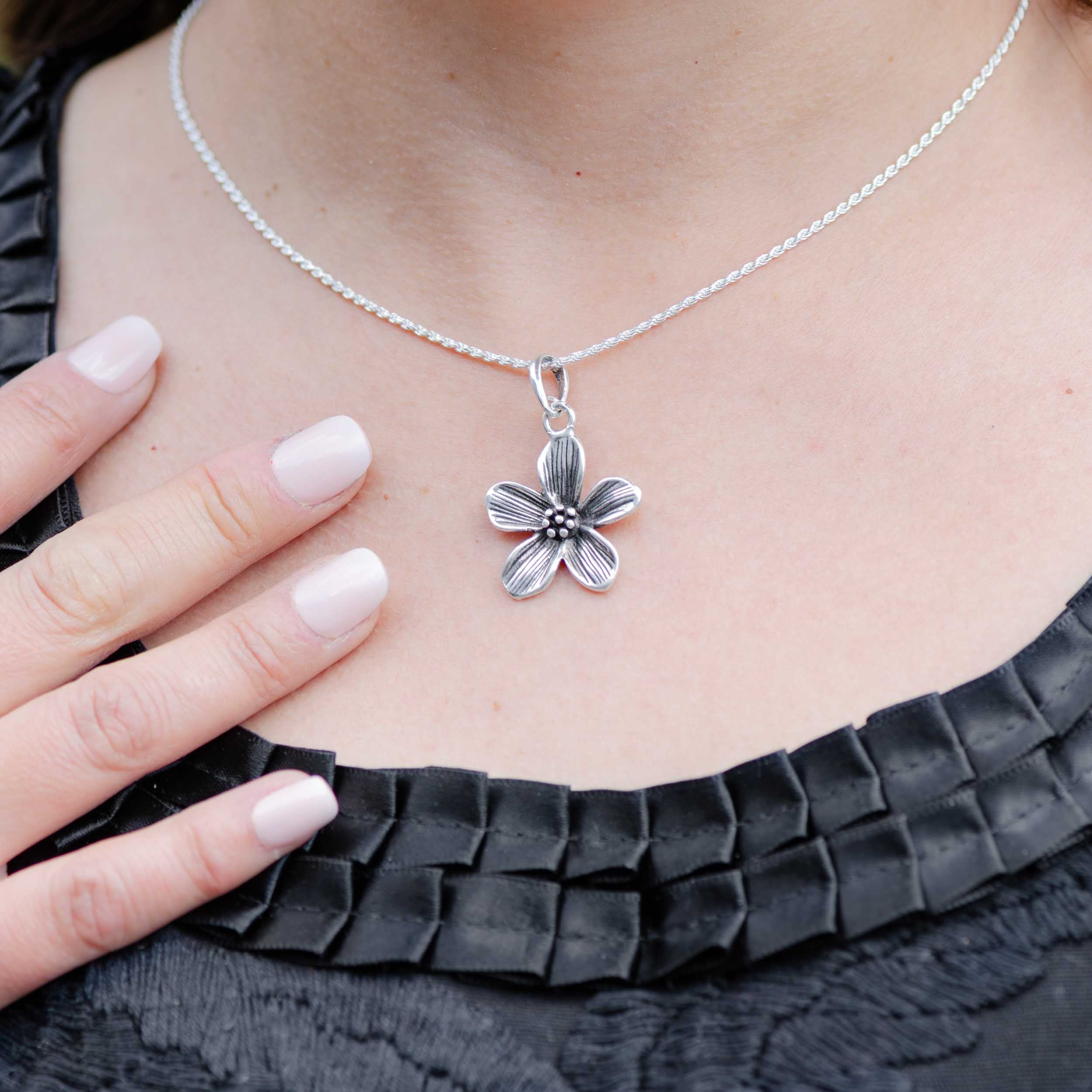 Sterling Silver Blossom Flower Pendant