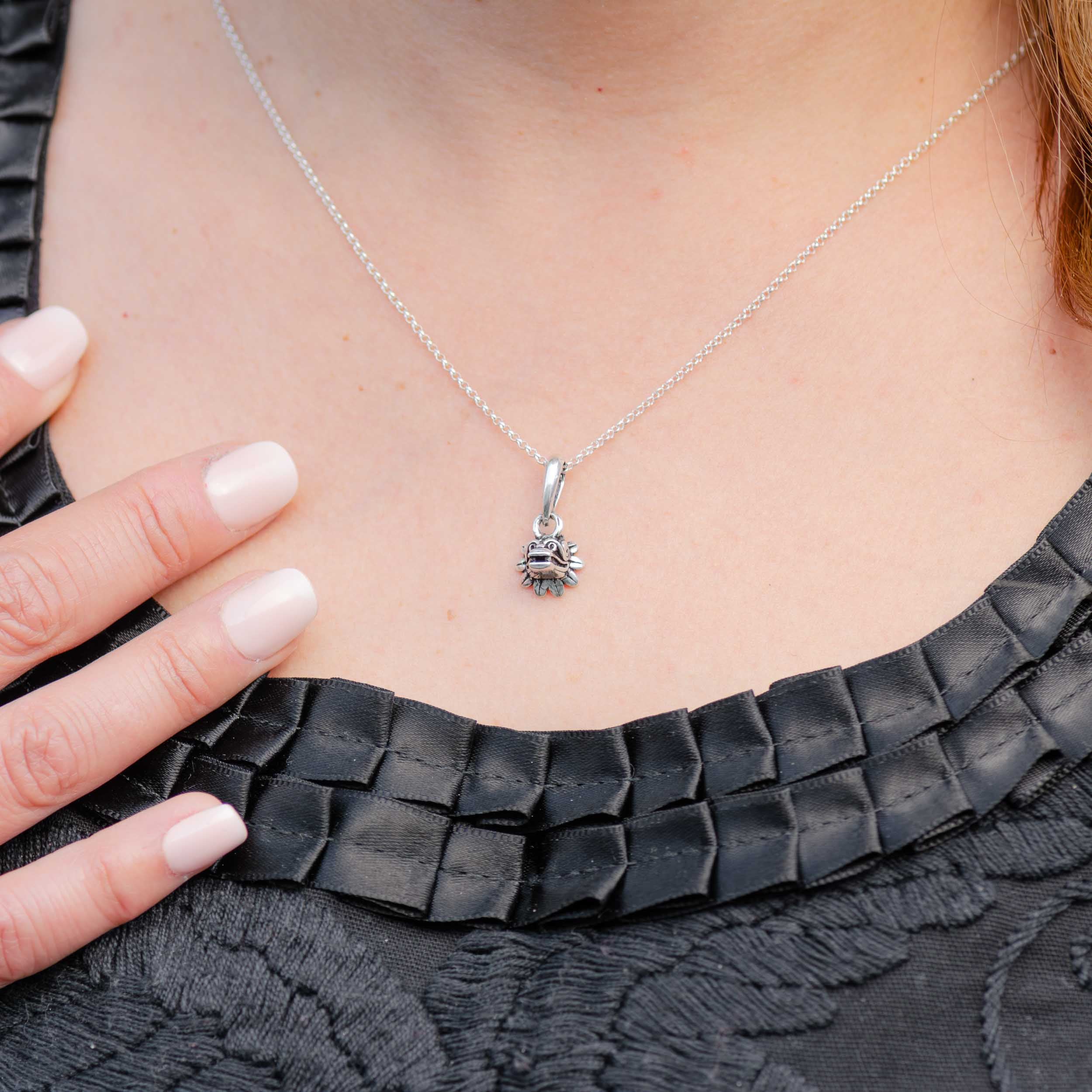 Sterling Silver Quetzalcoatl Head Pendant