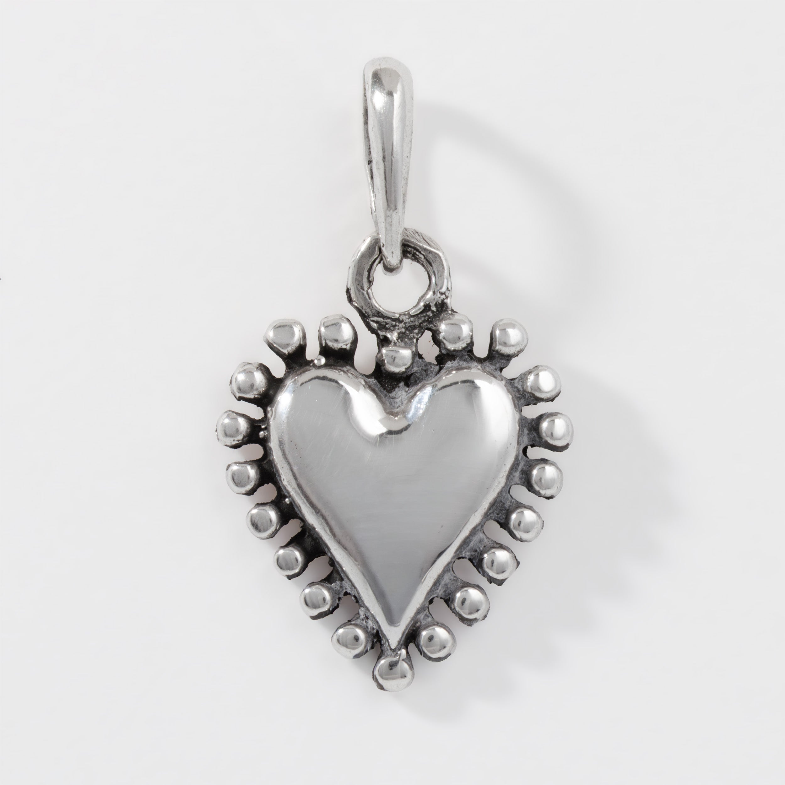 Sterling Silver Beaded Heart Pendant