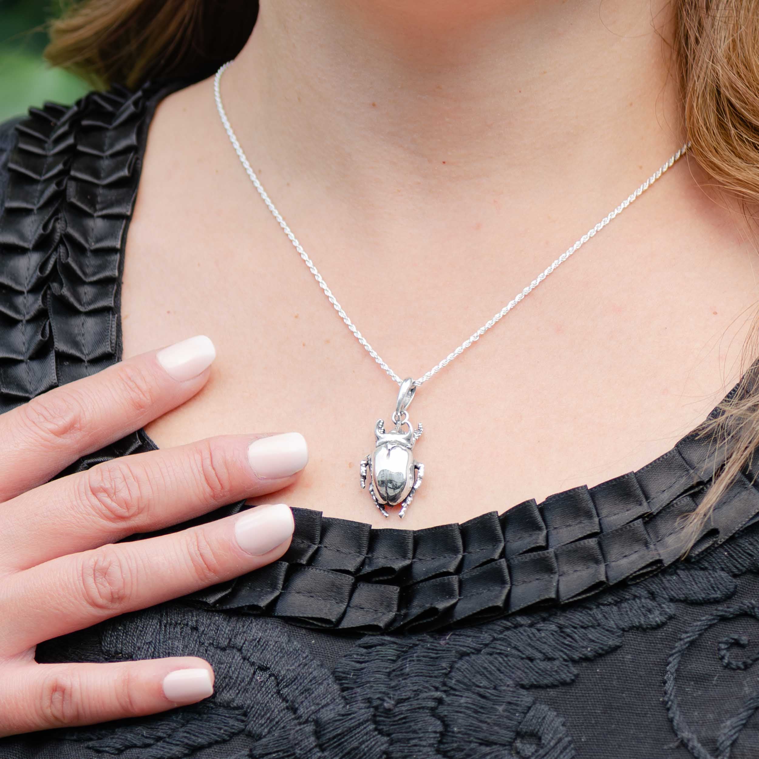 Sterling Silver Beetle Pendant