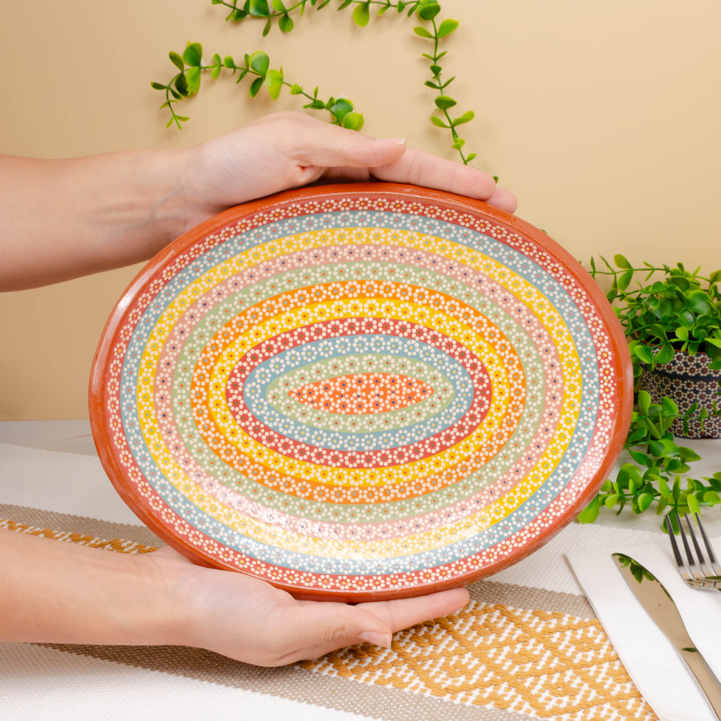 Capula Hand-Painted Clay Serving Platter