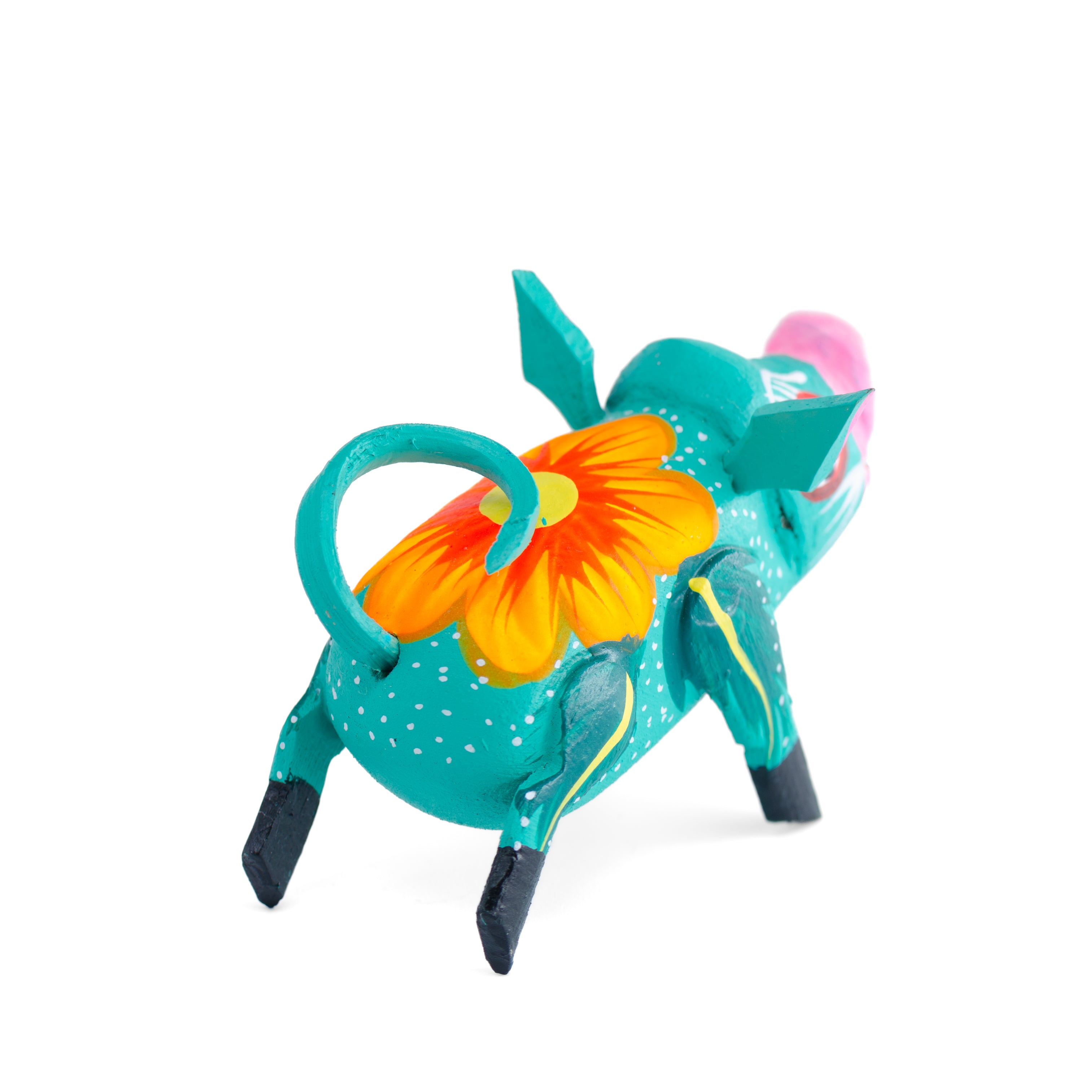 Hand Painted Piglet Wooden Figurine