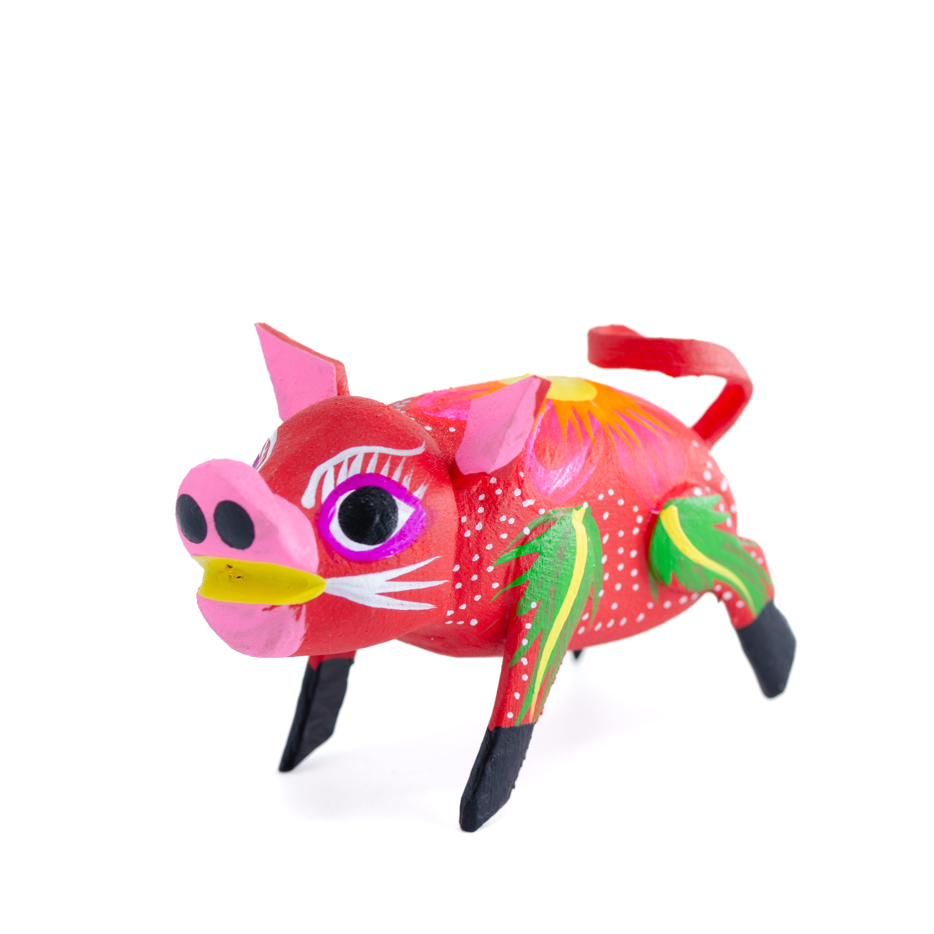 Hand Painted Piglet Wooden Figurine