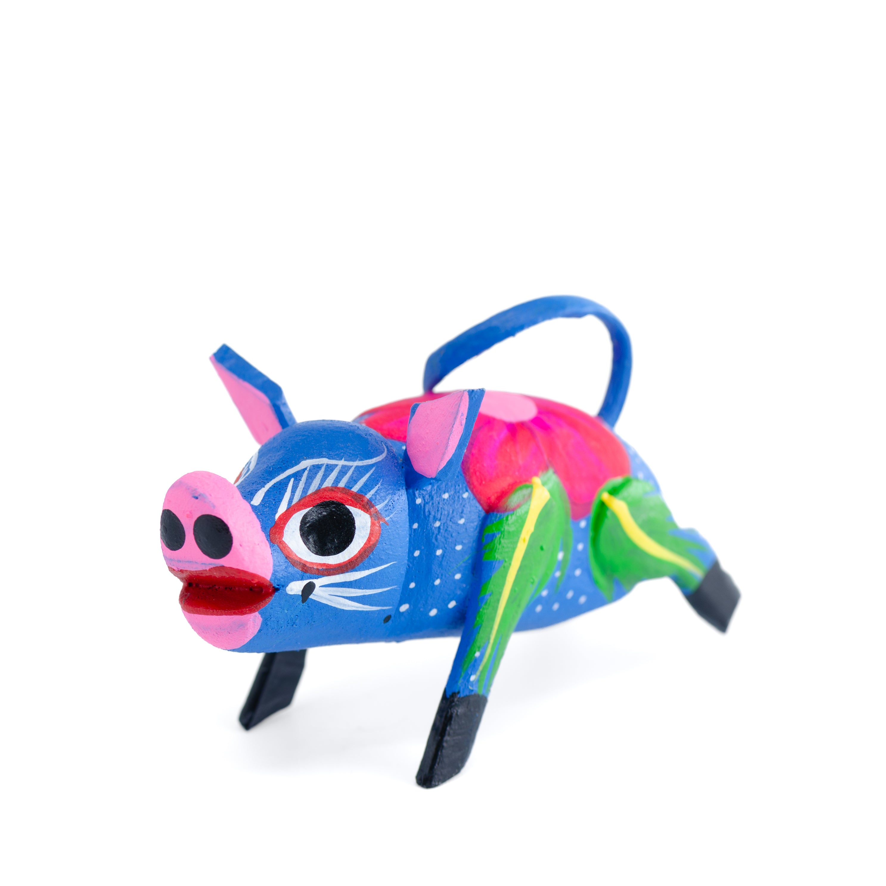 Hand Painted Piglet Wooden Figurine