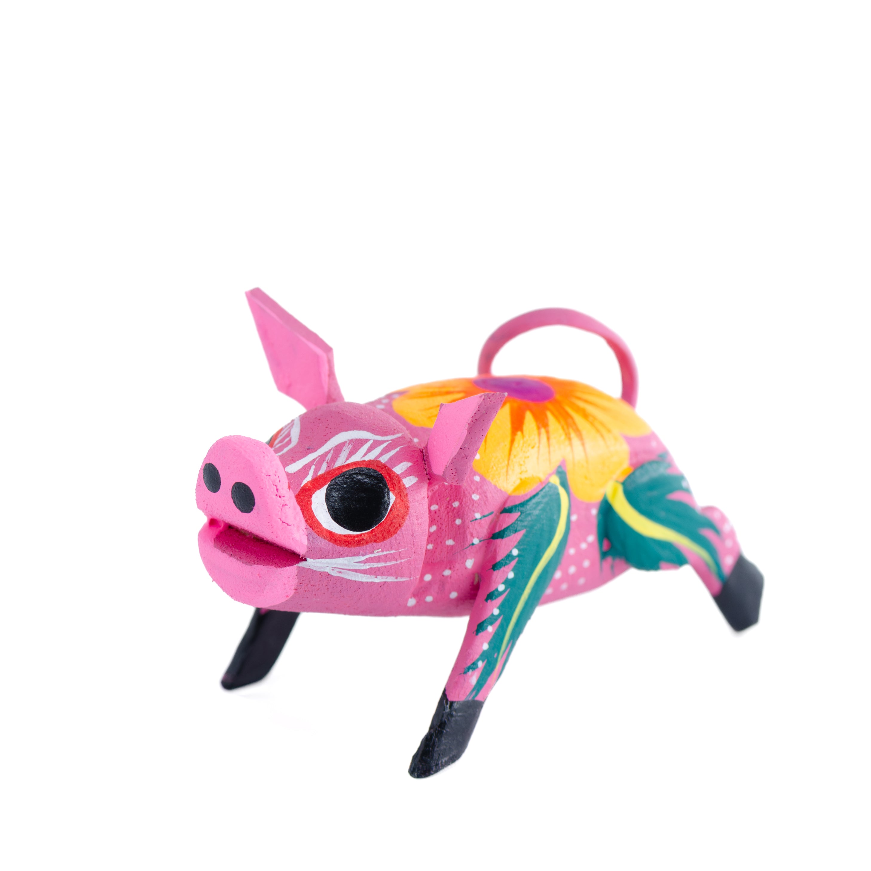 Hand Painted Piglet Wooden Figurine