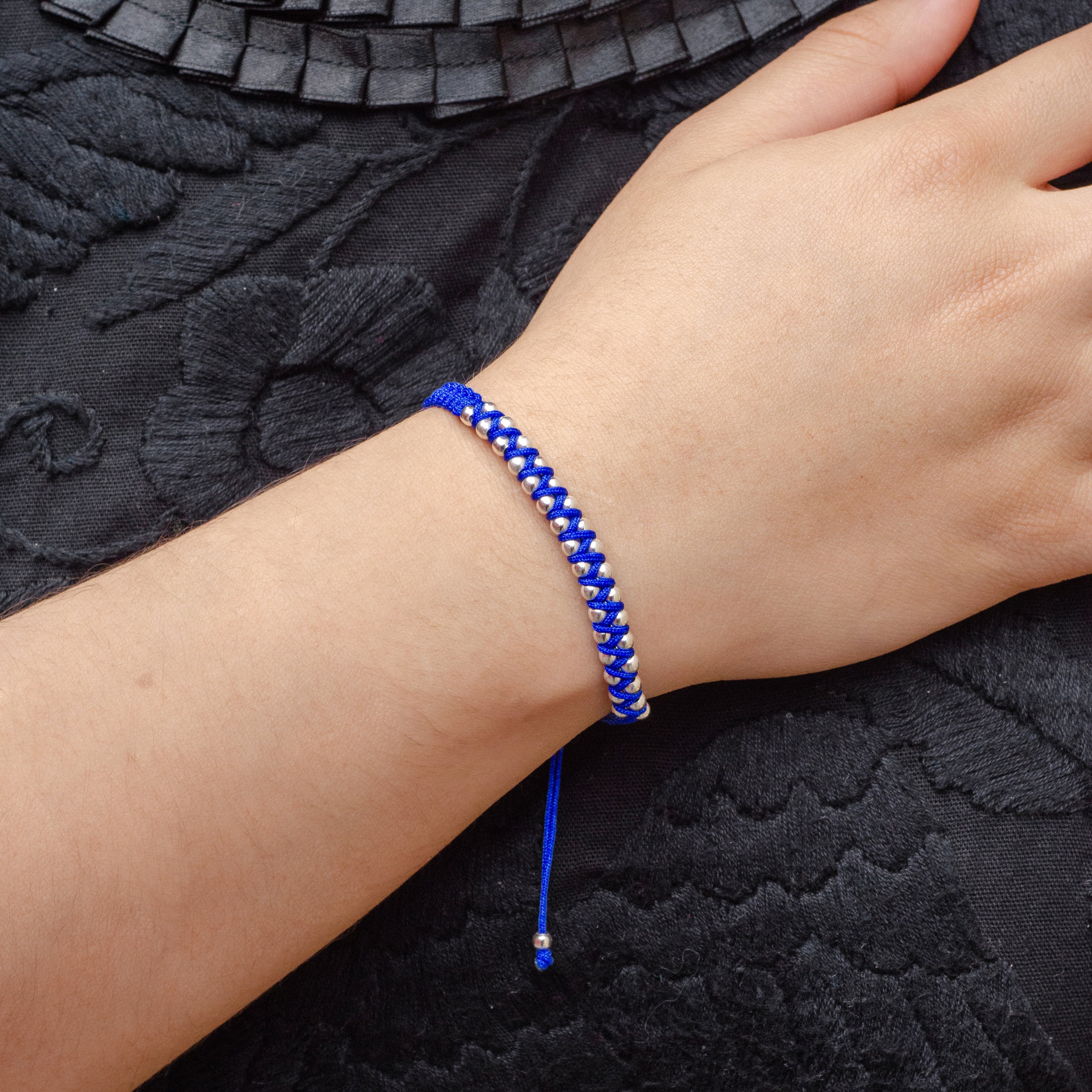 Garita Woven Bracelet with Sterling Silver Beads