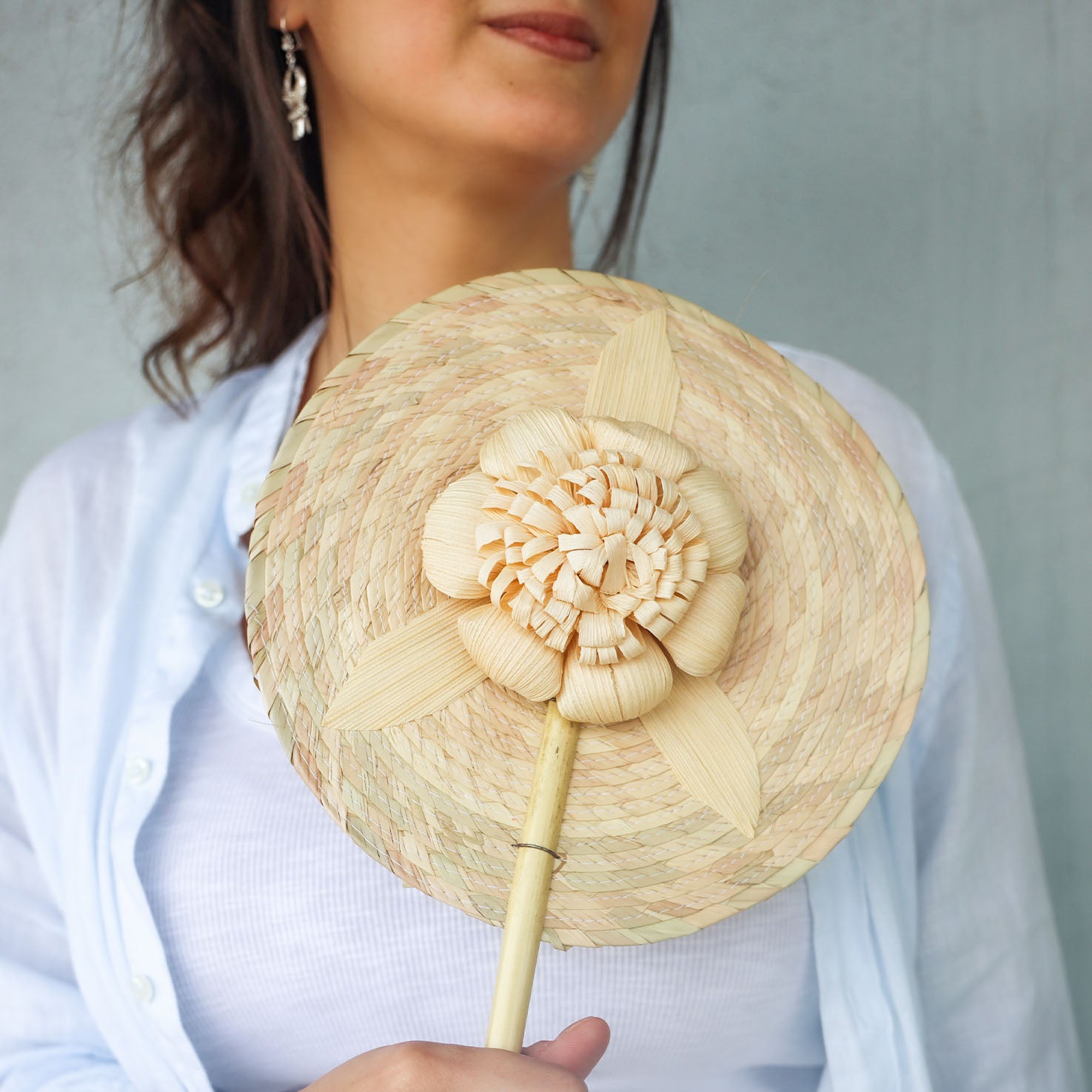 Natural Handwoven Palm Hand Fan