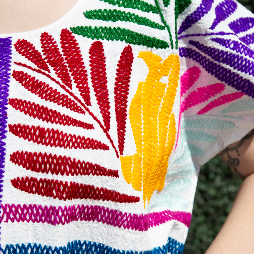 Stitched Palmita Hand-Embroidered Huipil Dress