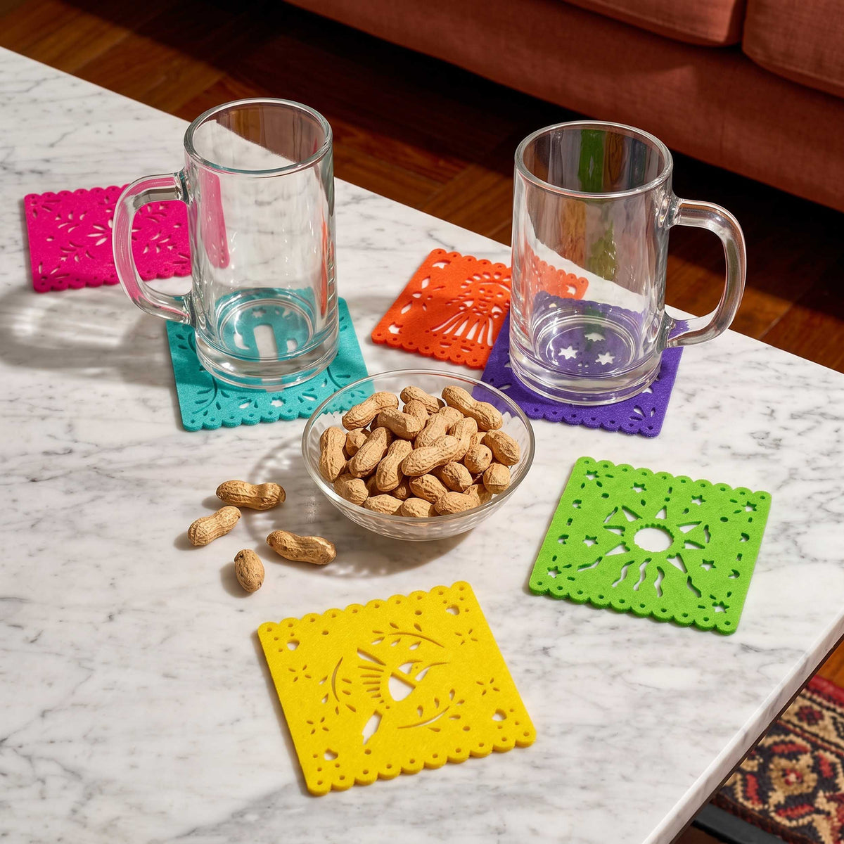 "Papel Picado" Felt Fiesta Coasters (Set of 6)