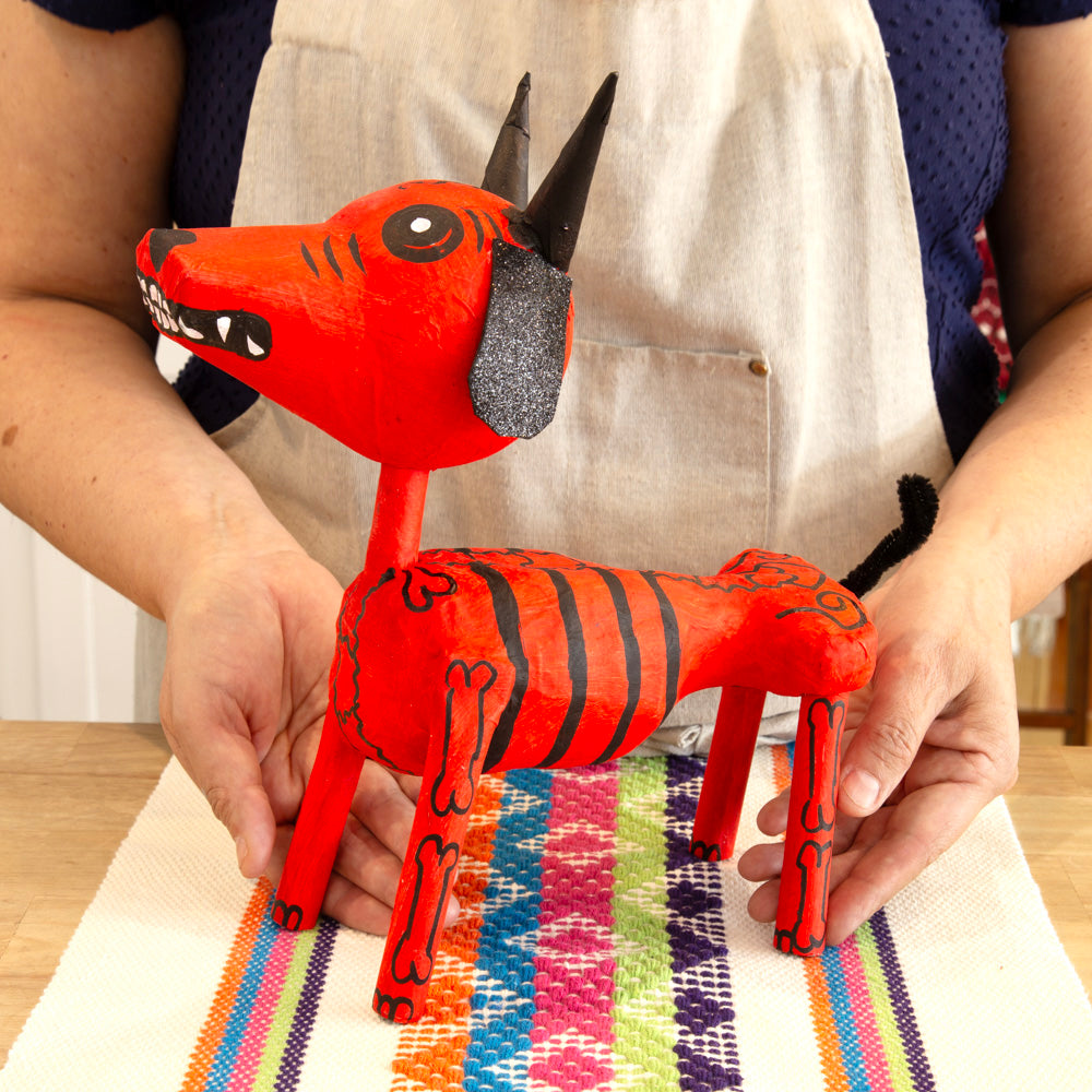 Perrito Diablito 12" Papier Mache Skeleton