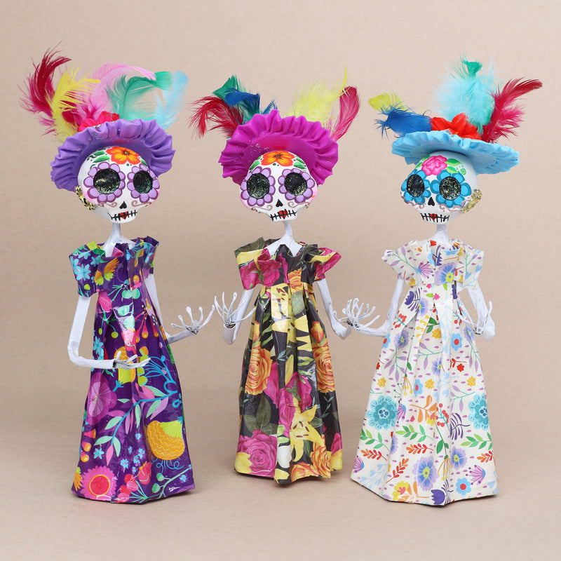 Papier-Mâché Sugar Skull Catrina Sculpture