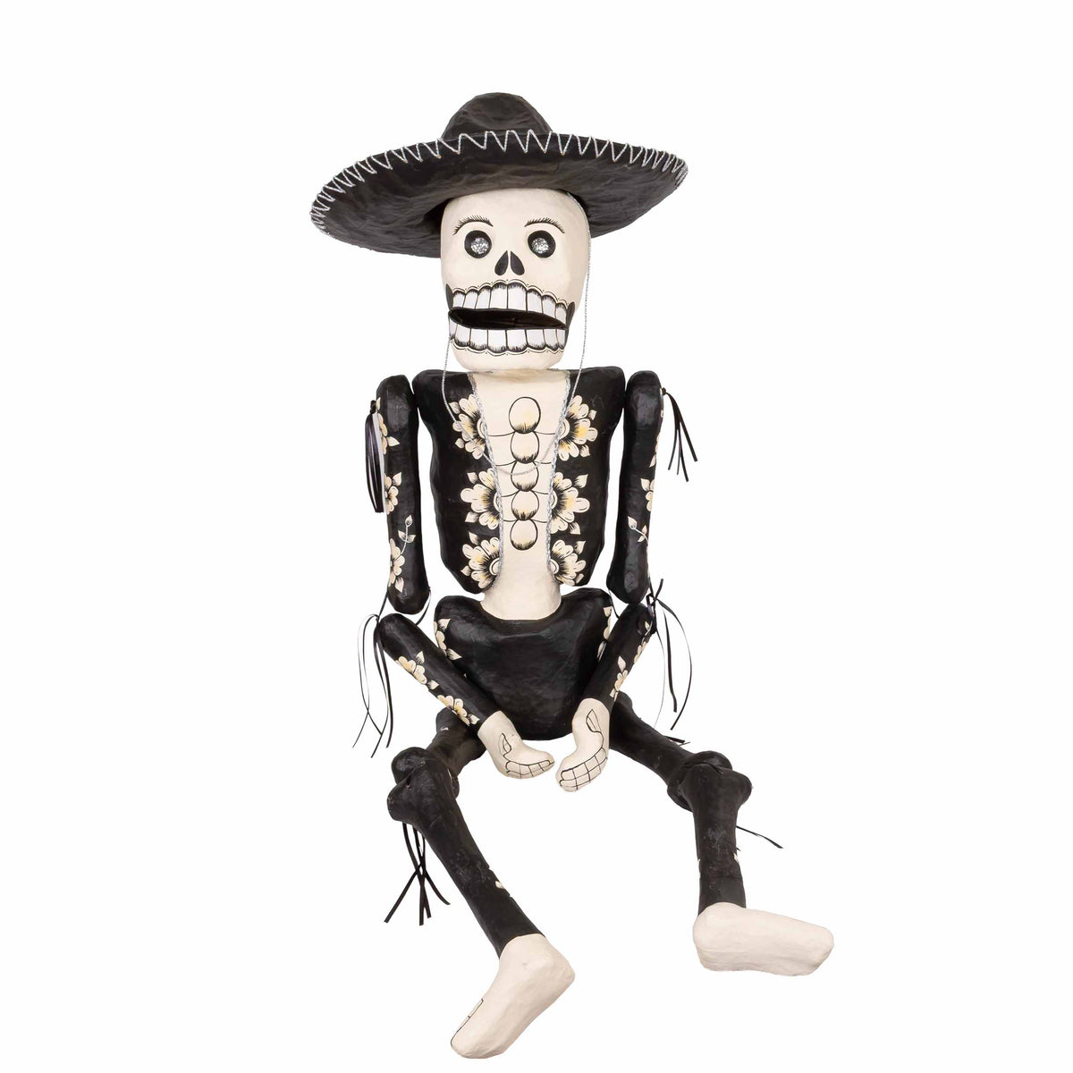 Papier Mǎche Large Catrin Skeleton Mariachi Sculpture