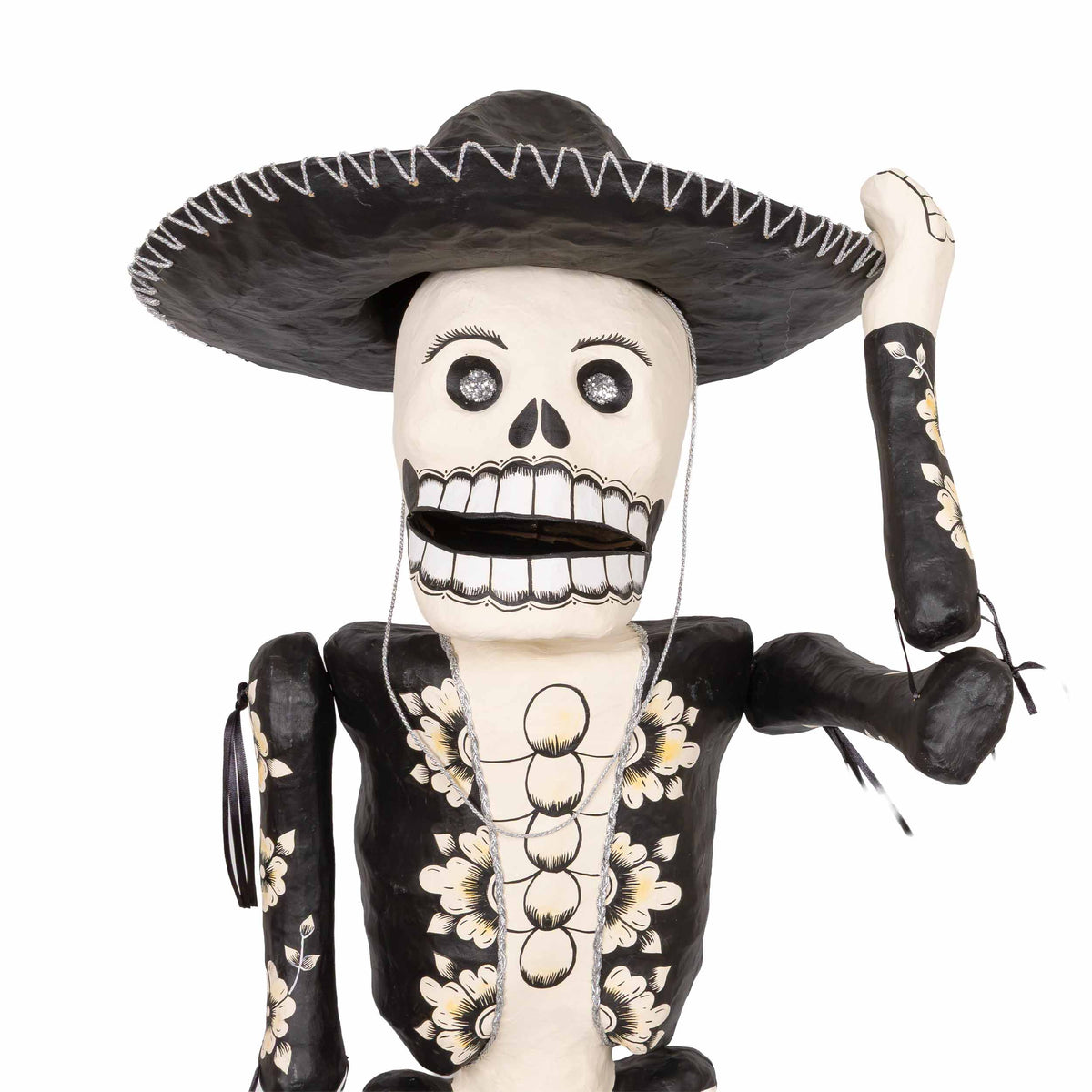 Papier Mǎche Large Catrin Skeleton Mariachi Sculpture