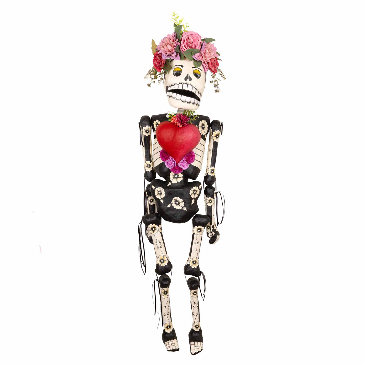 Papier Mǎche Large Catrina with A Heart Sculpture