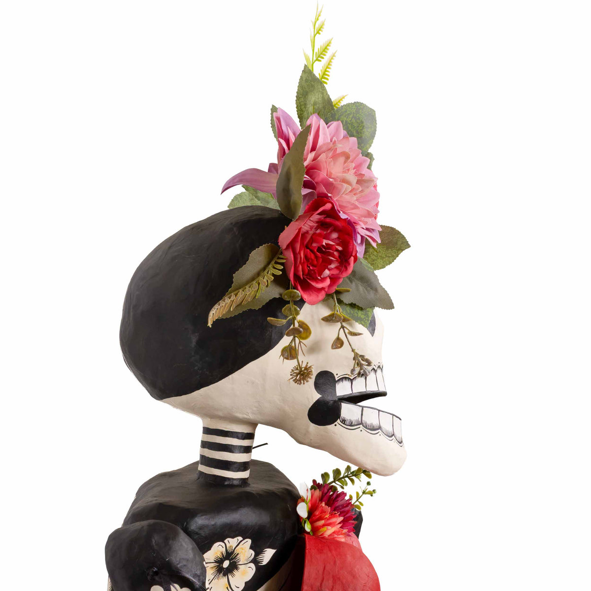Papier Mǎche Large Catrina with A Heart Sculpture