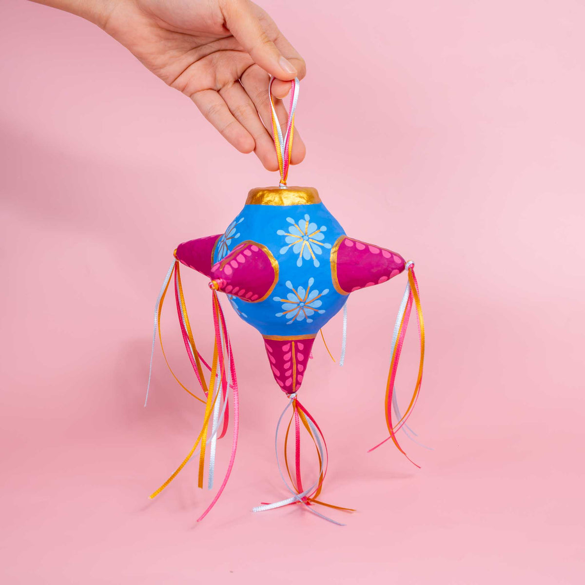 Papier Mǎche Estrella Piñata Ornaments with Tassels