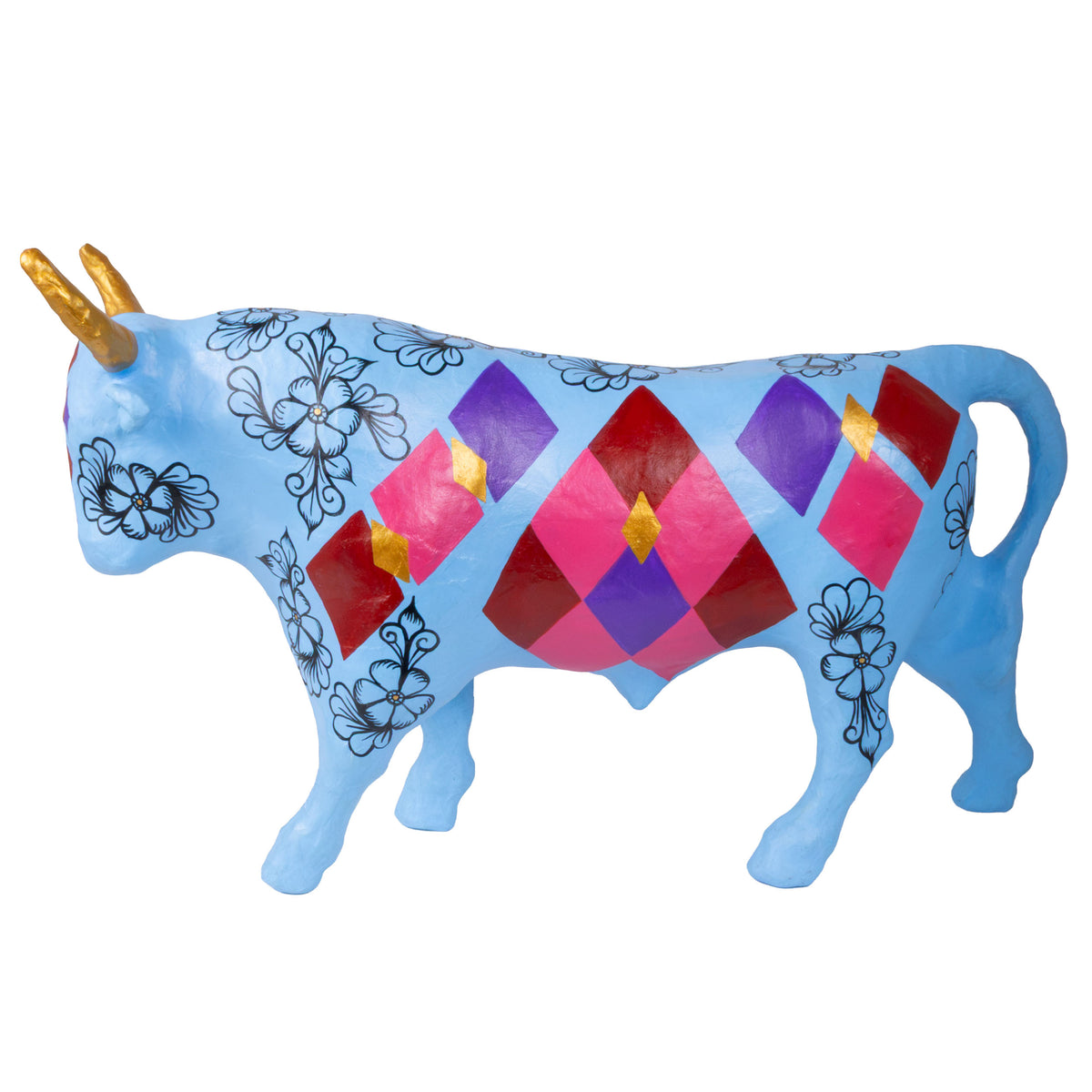 Papier-Mâché El Toro Bull Hand-Painted Sculpture