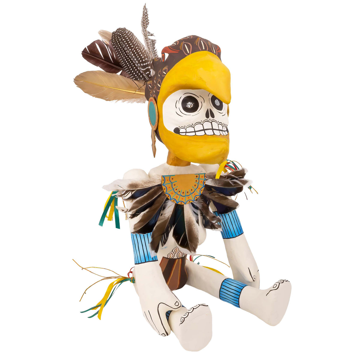 Papier-Mâché Calaca Skeleton Eagle Warrior Sculpture