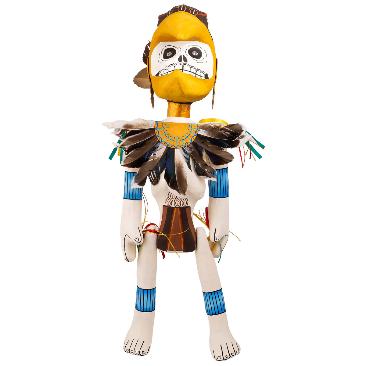 Papier-Mâché Calaca Skeleton Eagle Warrior Sculpture