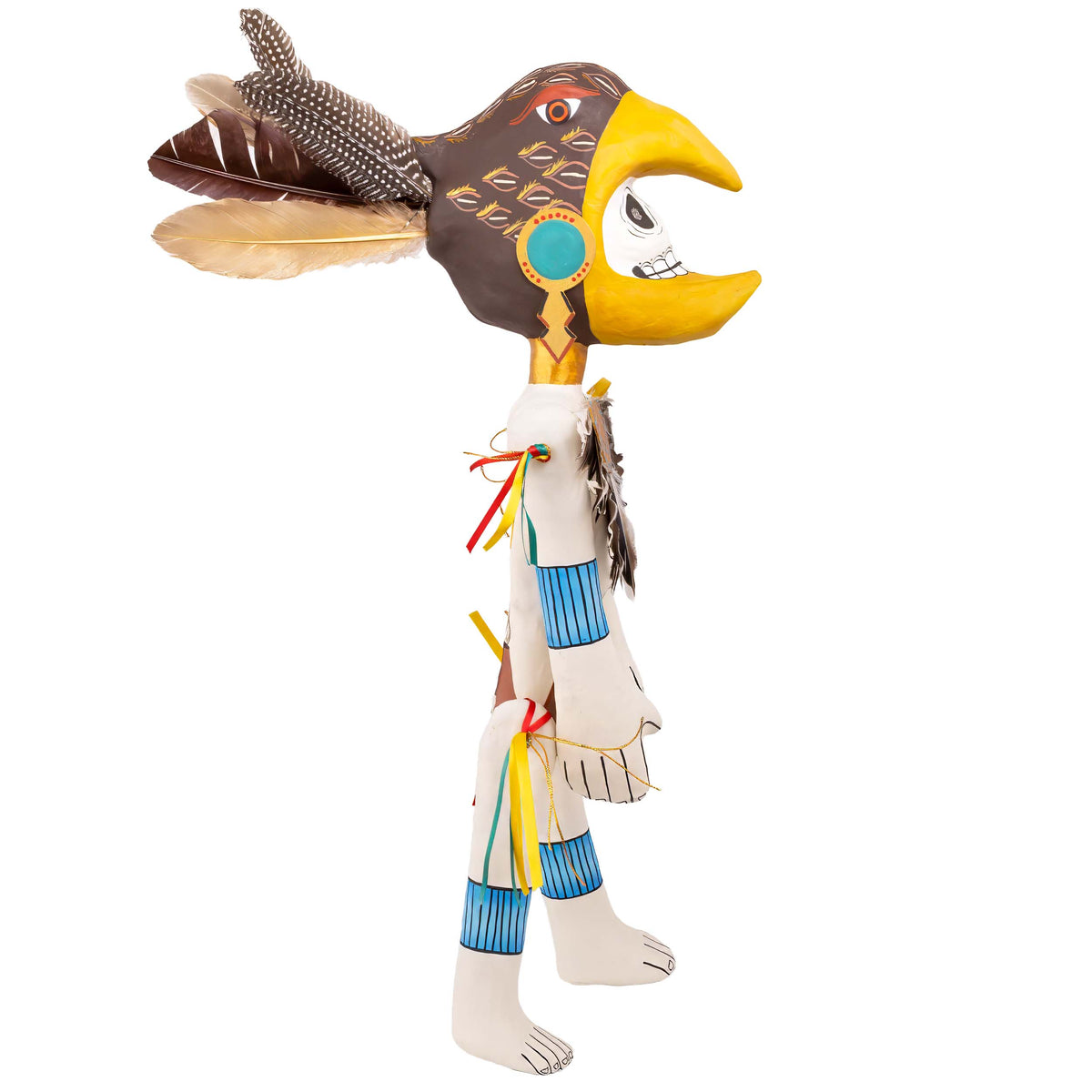 Papier-Mâché Calaca Skeleton Eagle Warrior Sculpture