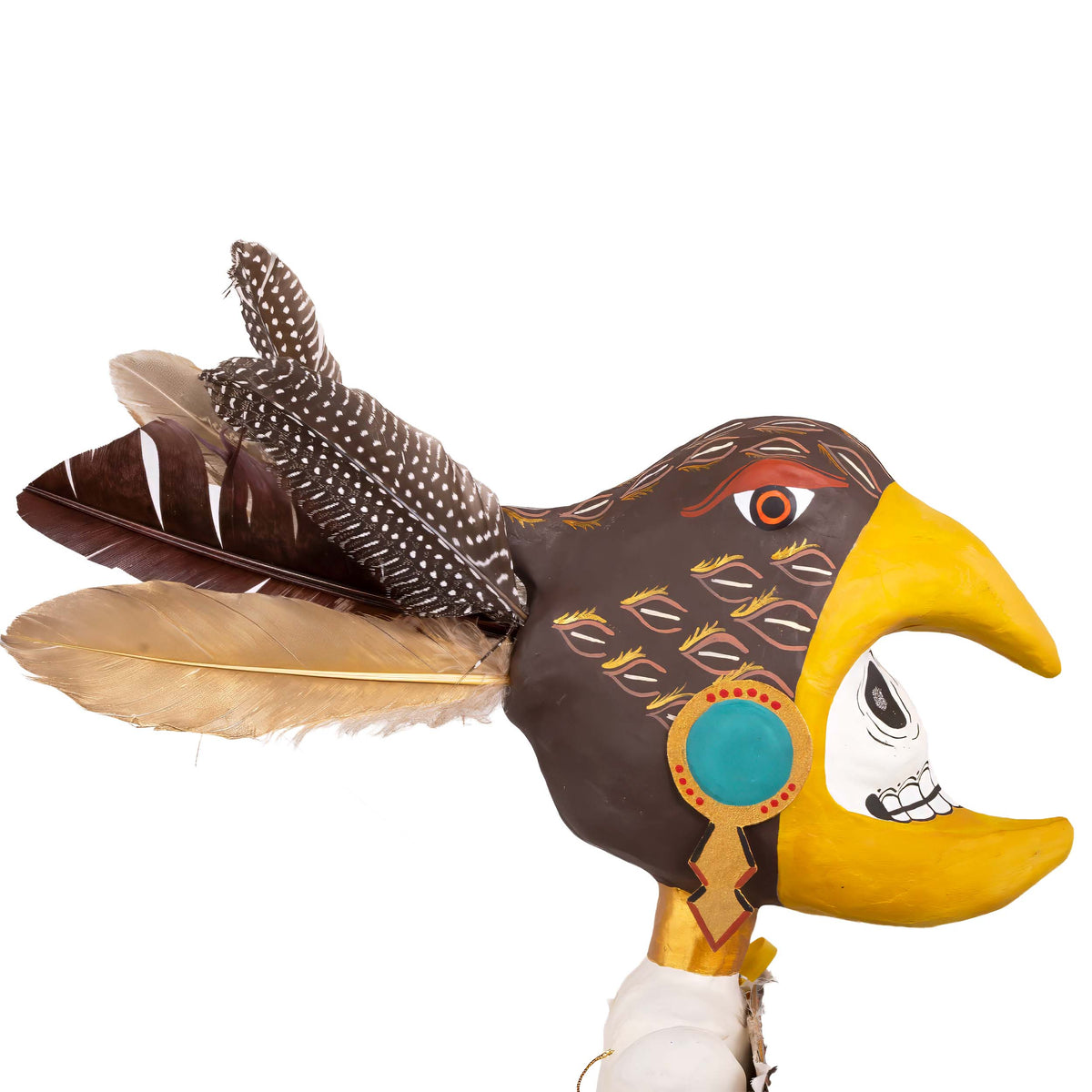 Papier-Mâché Calaca Skeleton Eagle Warrior Sculpture