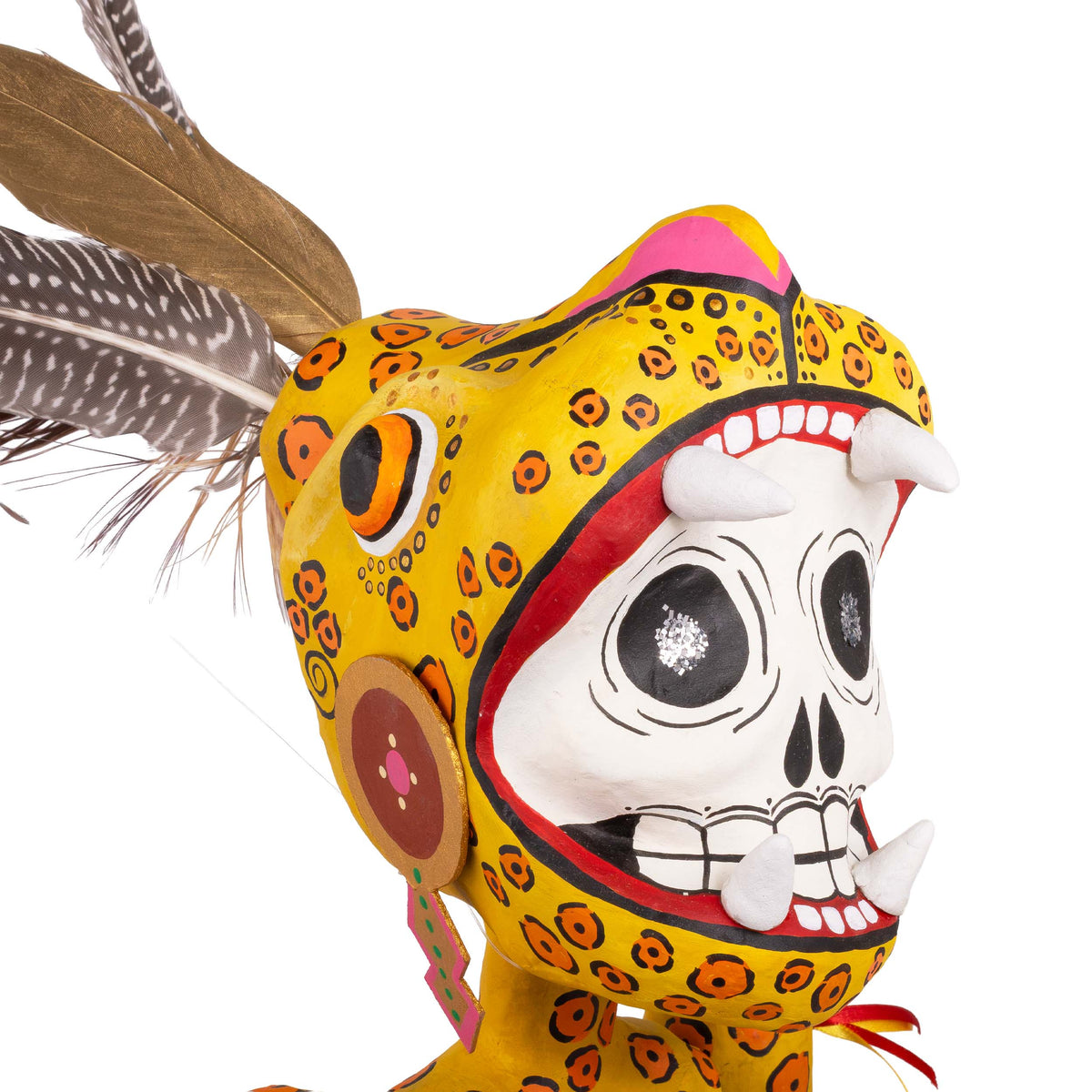 Papier-Mâché Calaca Skeleton Jaguar Warrior Sculpture