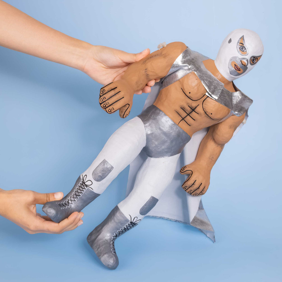 Papier-Mâché Luchadores Dolls Sculptures