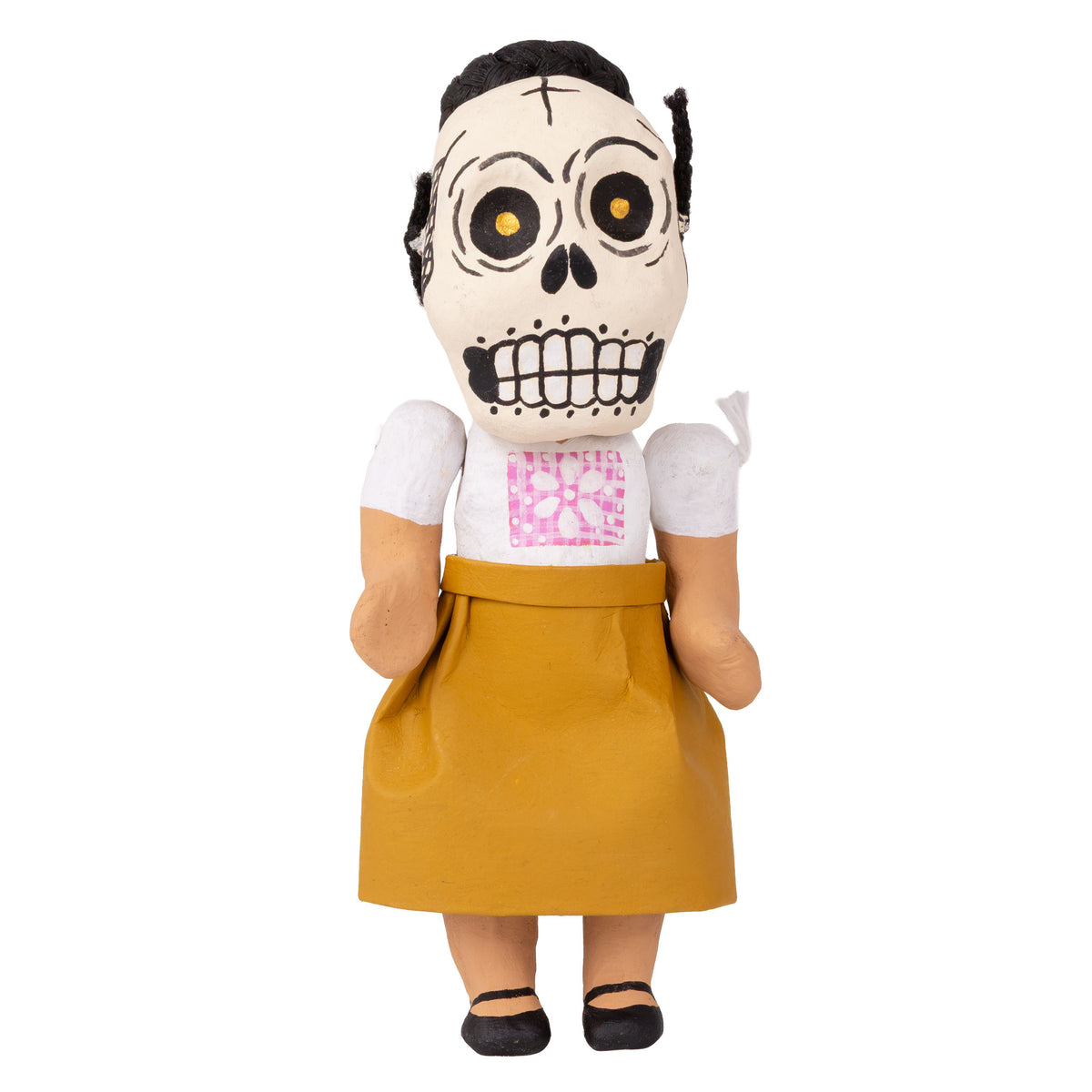 Papier-Mâché Escuincles with Diablitos and Skull Masks Doll Sculptures